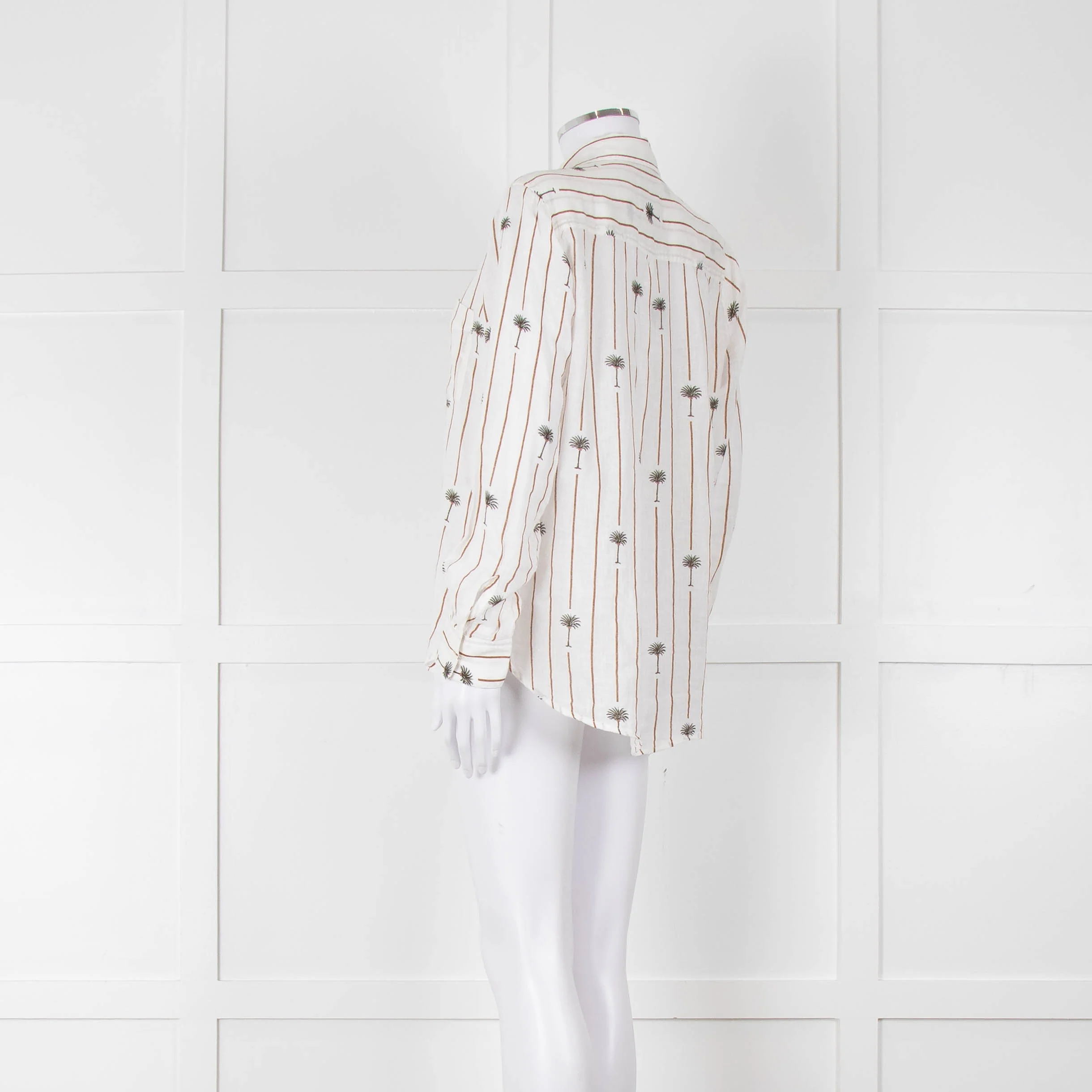 Rails Brown Stripe Palm Print Linen Shirt - Image 6
