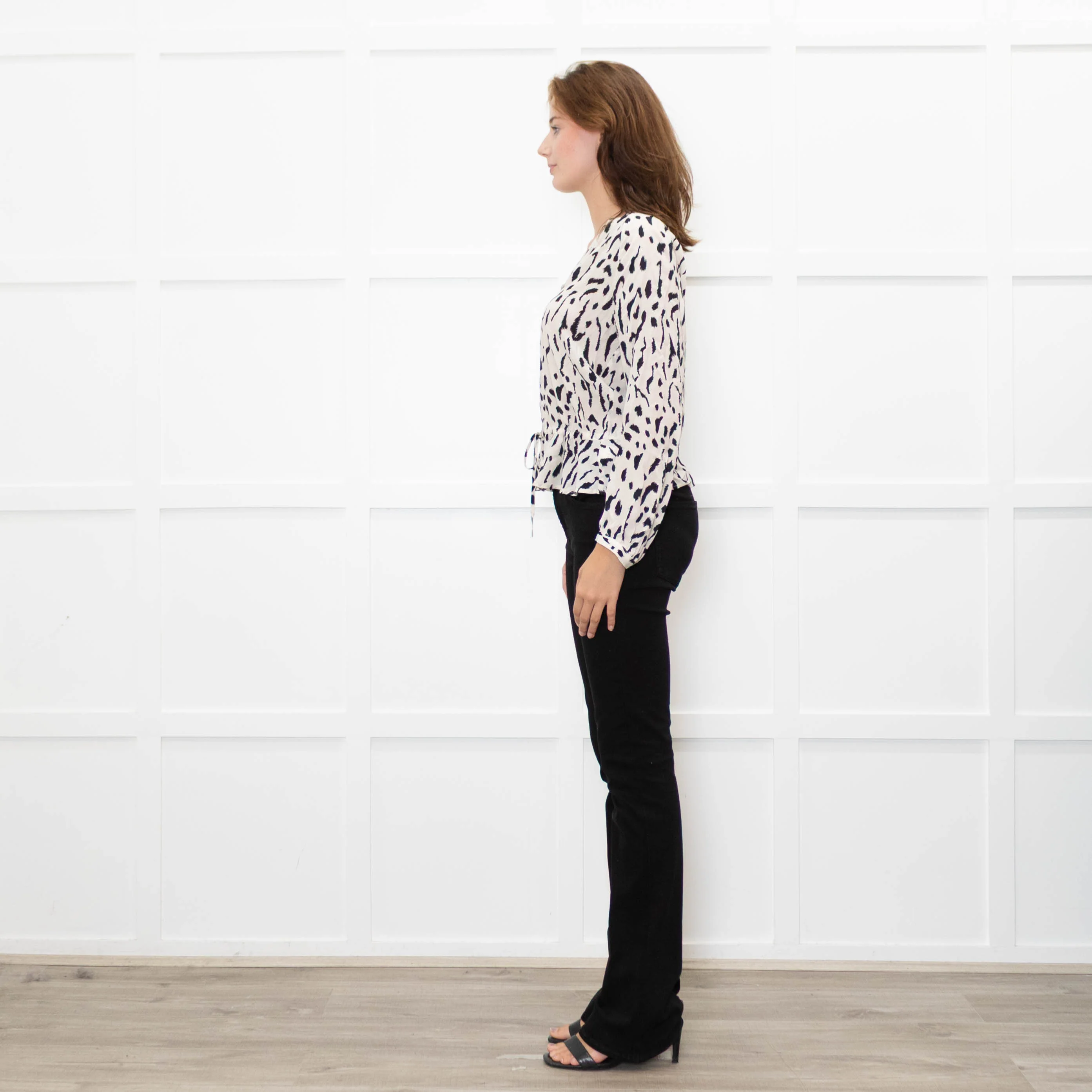Rails Cream and Black Animal Print Blouse with Drawstring Waist - Image 4