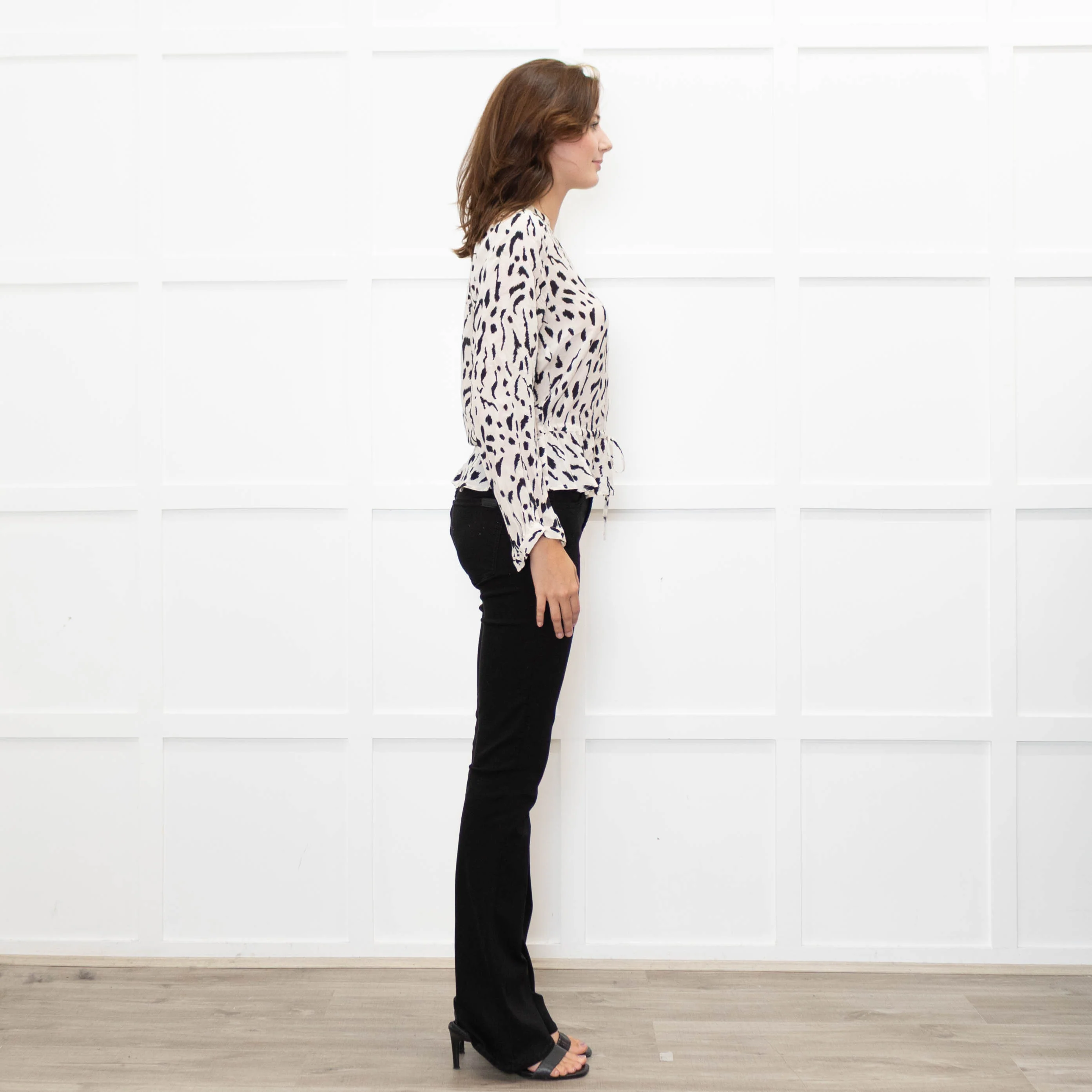 Rails Cream and Black Animal Print Blouse with Drawstring Waist - Image 6