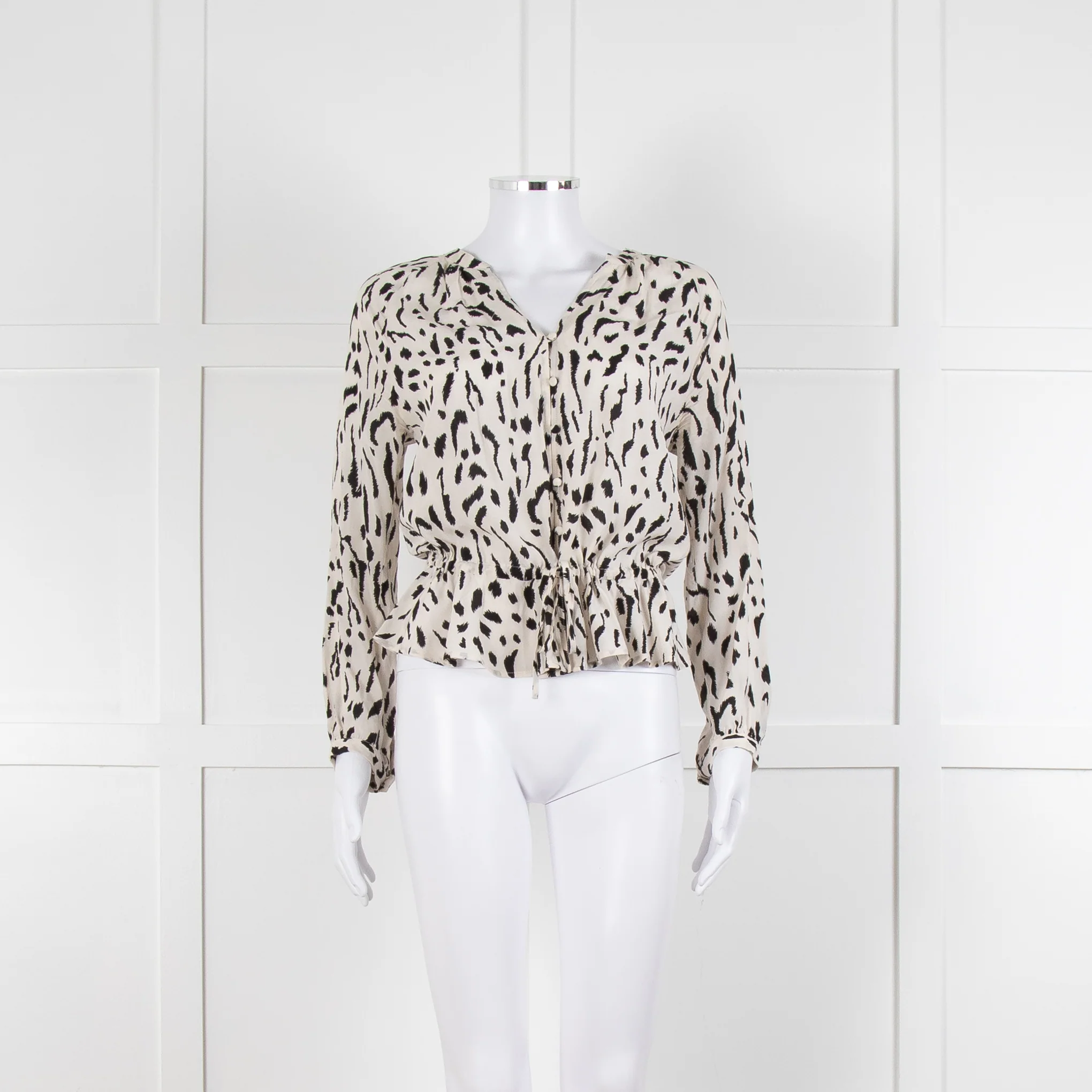 Rails Cream And Black Button Front Blouse