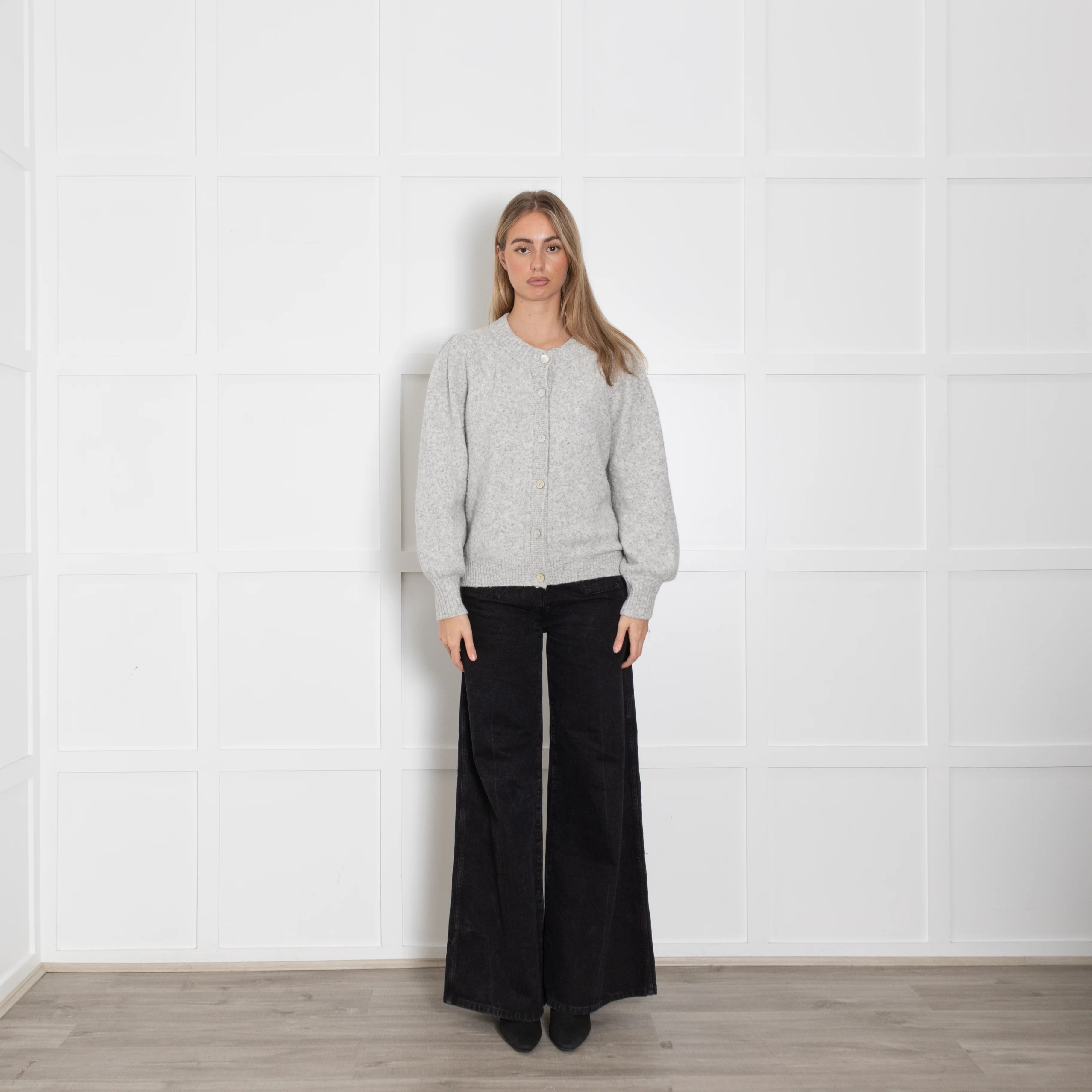 Rails Light Grey Mother Of Pearl Button Cardigan