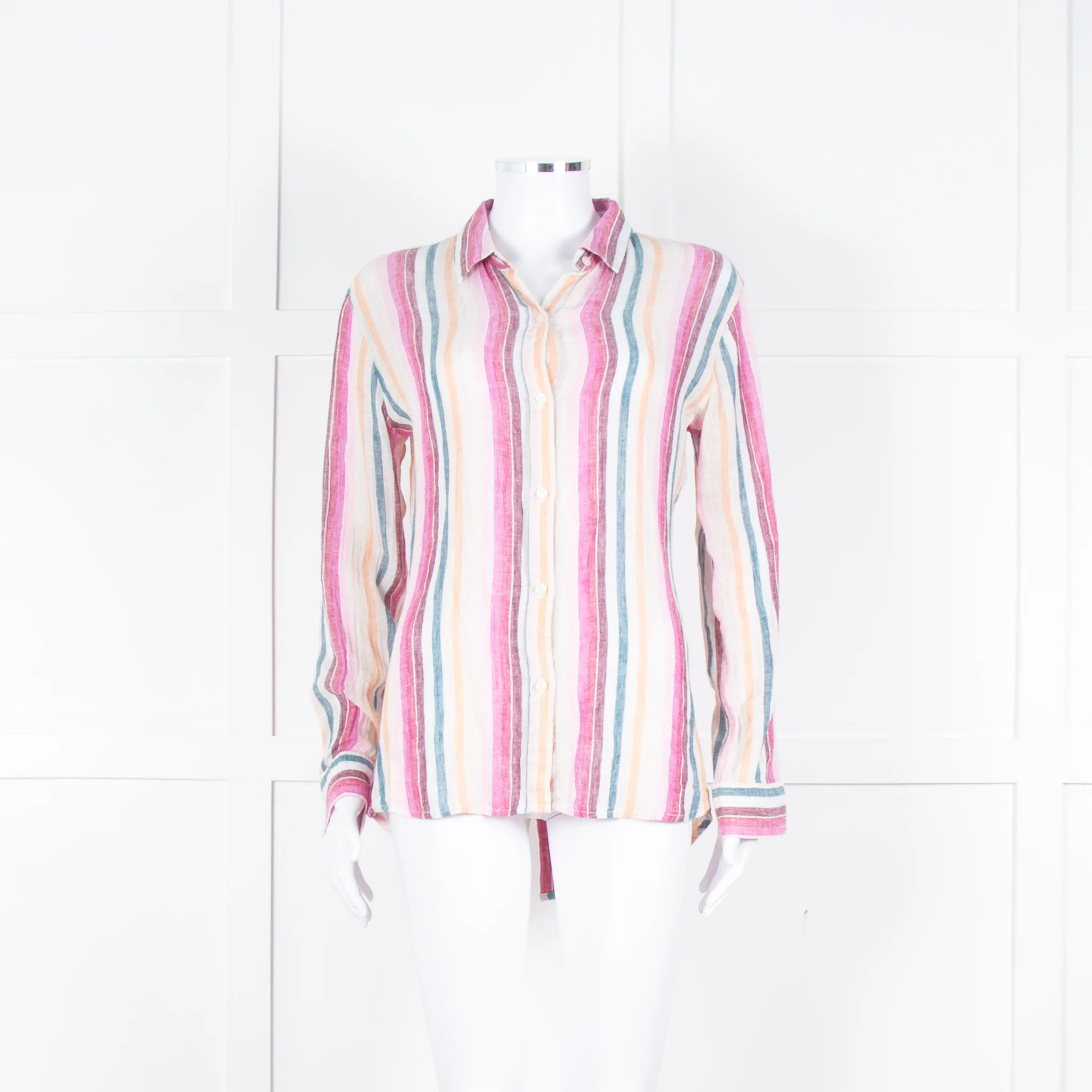 Rails Multi Coloured Stripes Gold Lurex Front Open Cotton Shirt