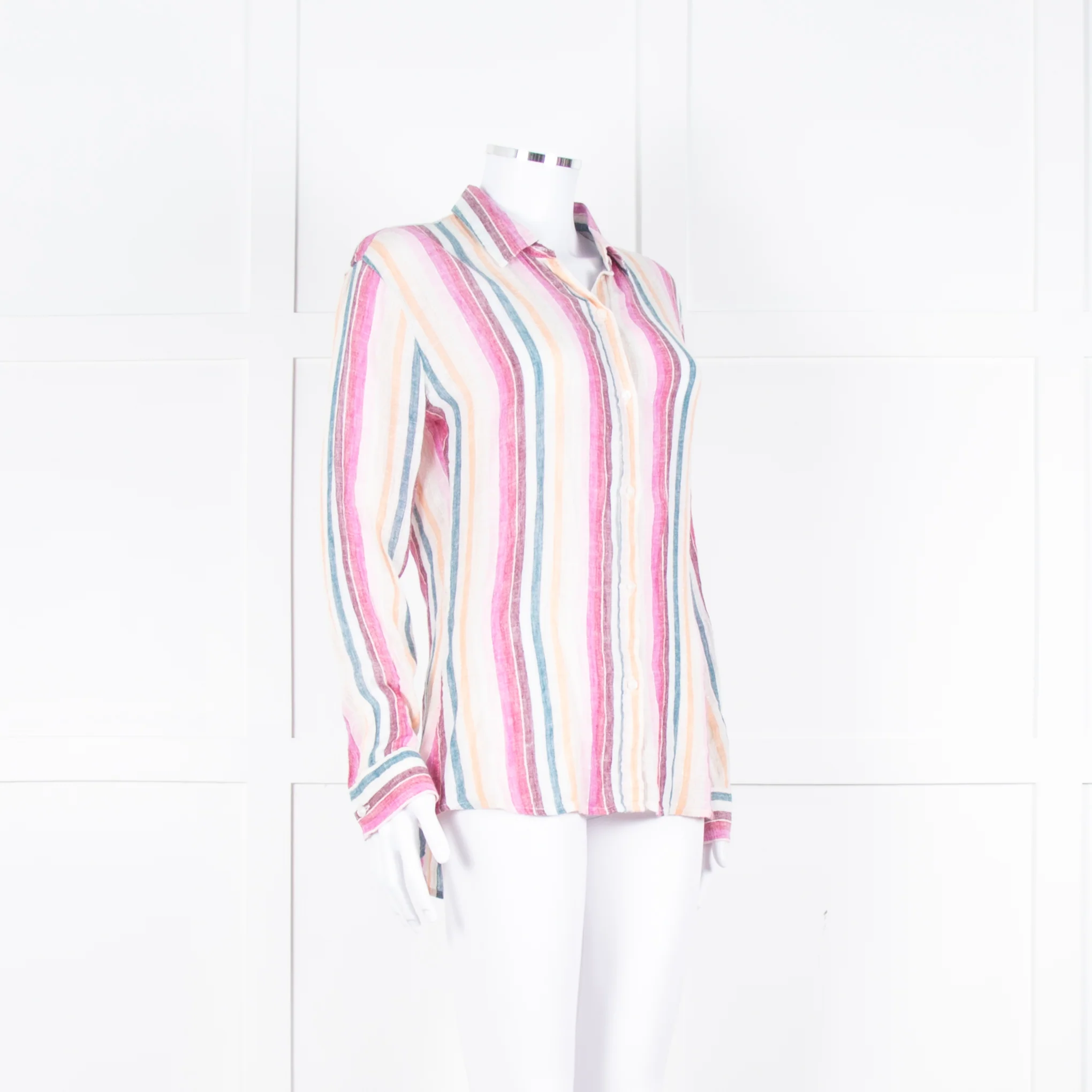 Rails Multi Coloured Stripes Gold Lurex Front Open Cotton Shirt - Image 2