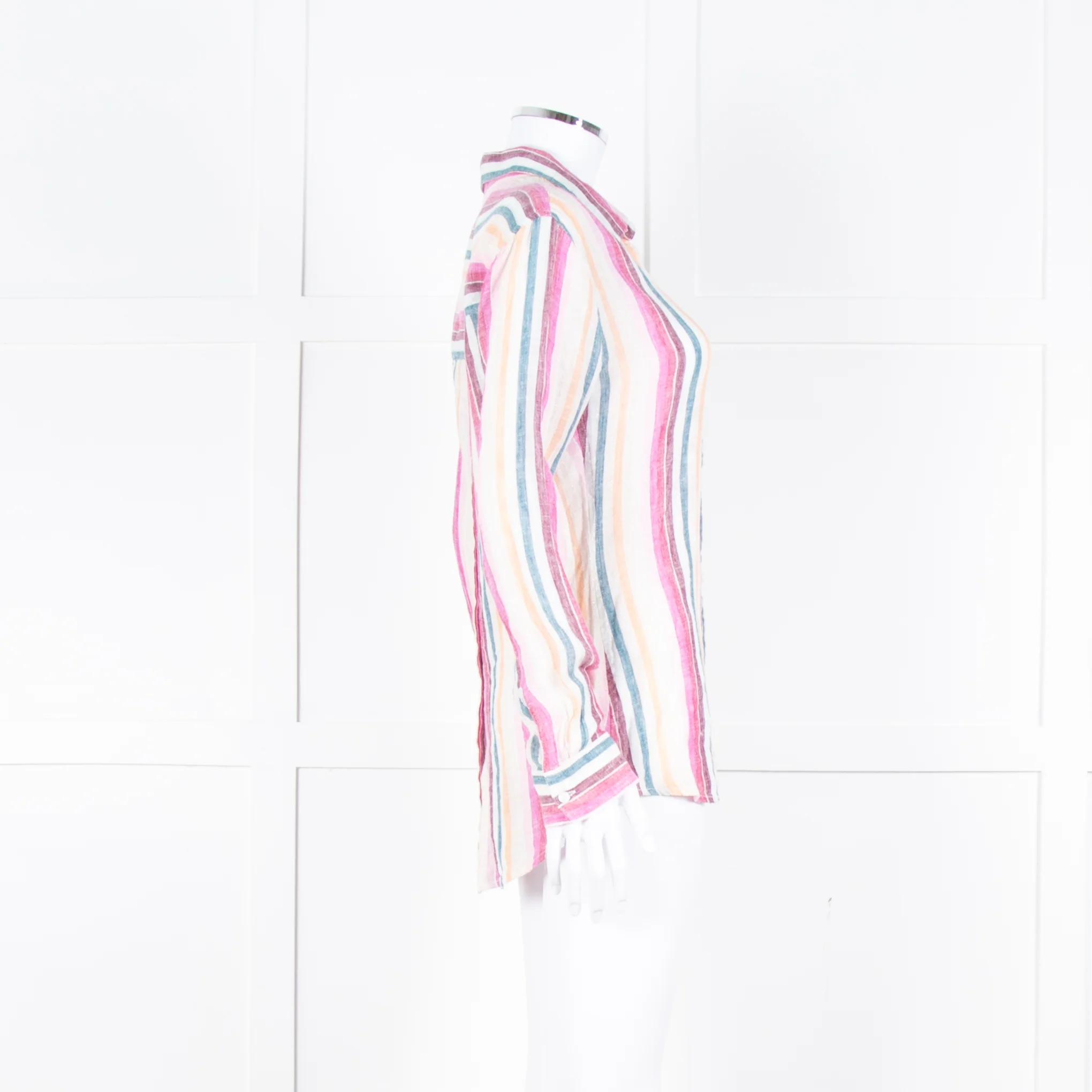 Rails Multi Coloured Stripes Gold Lurex Front Open Cotton Shirt - Image 3