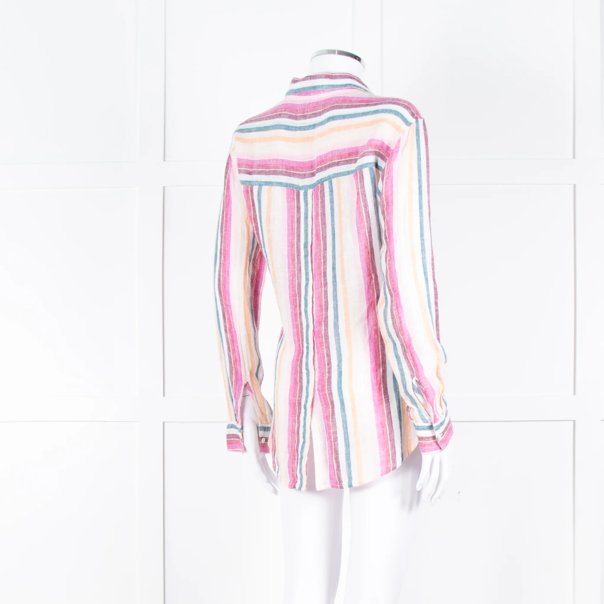 Rails Multi Coloured Stripes Gold Lurex Front Open Cotton Shirt - Image 4