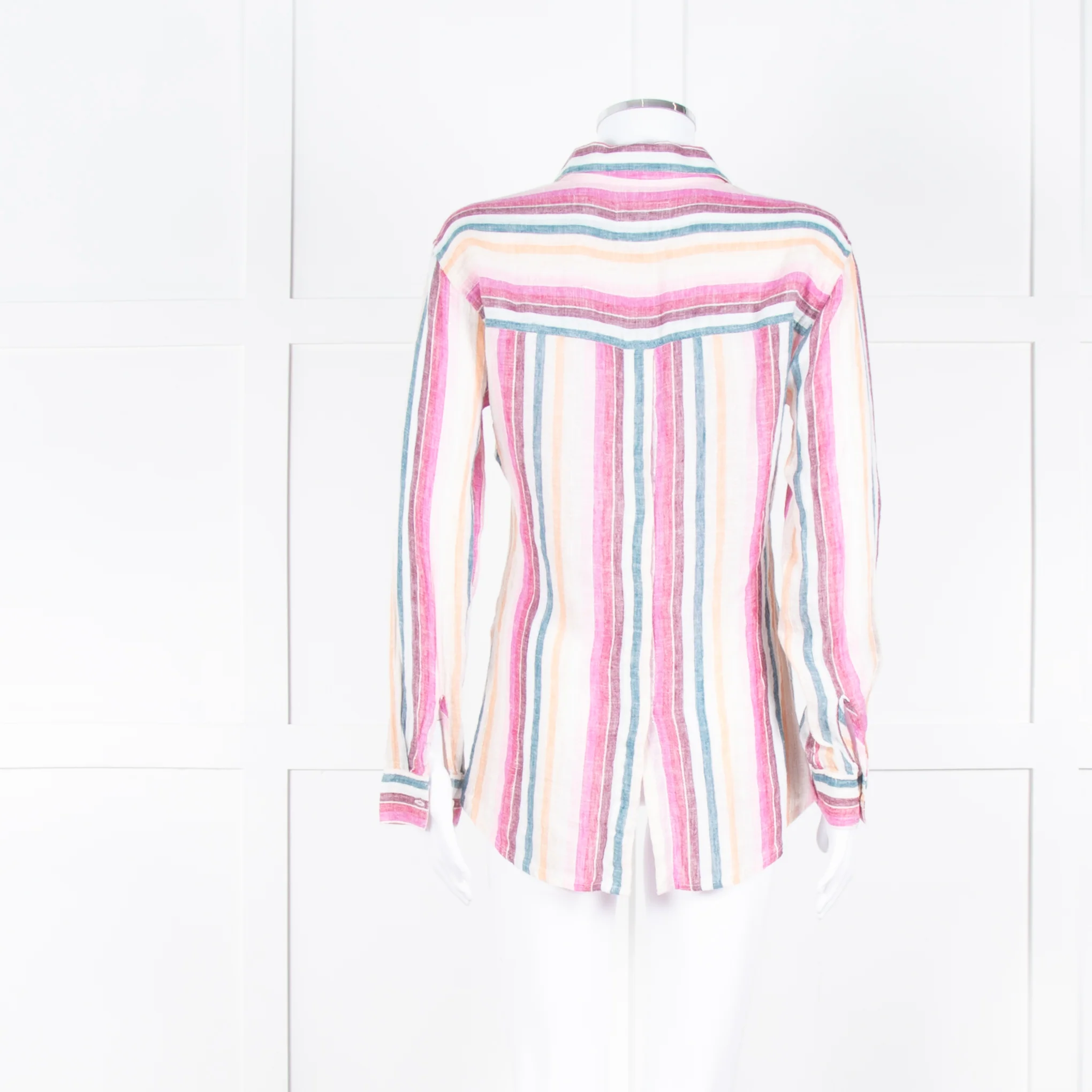 Rails Multi Coloured Stripes Gold Lurex Front Open Cotton Shirt - Image 5