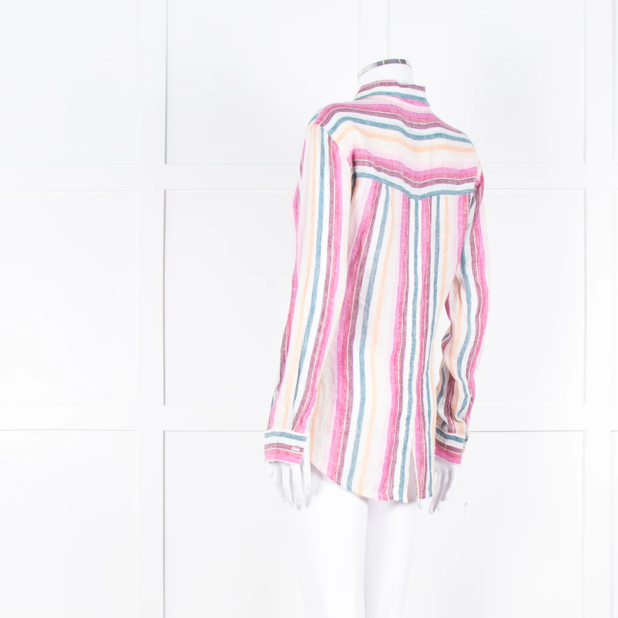Rails Multi Coloured Stripes Gold Lurex Front Open Cotton Shirt - Image 6