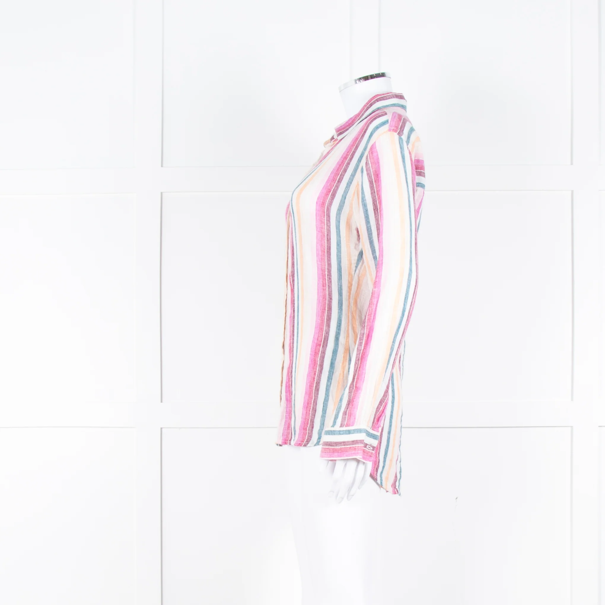 Rails Multi Coloured Stripes Gold Lurex Front Open Cotton Shirt - Image 7