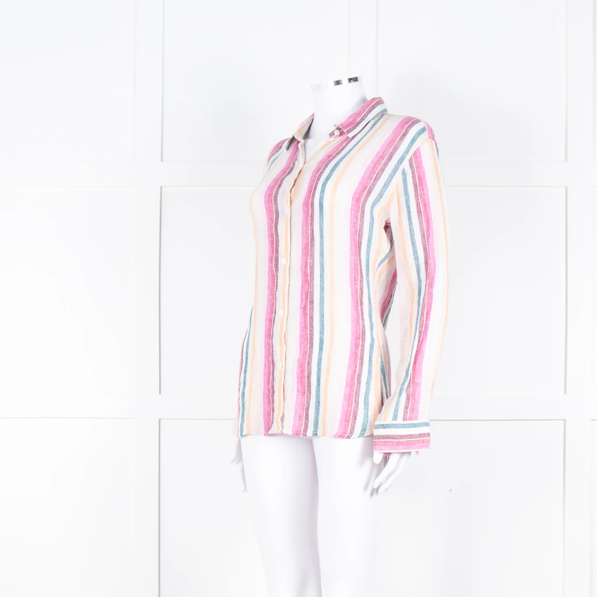 Rails Multi Coloured Stripes Gold Lurex Front Open Cotton Shirt - Image 8