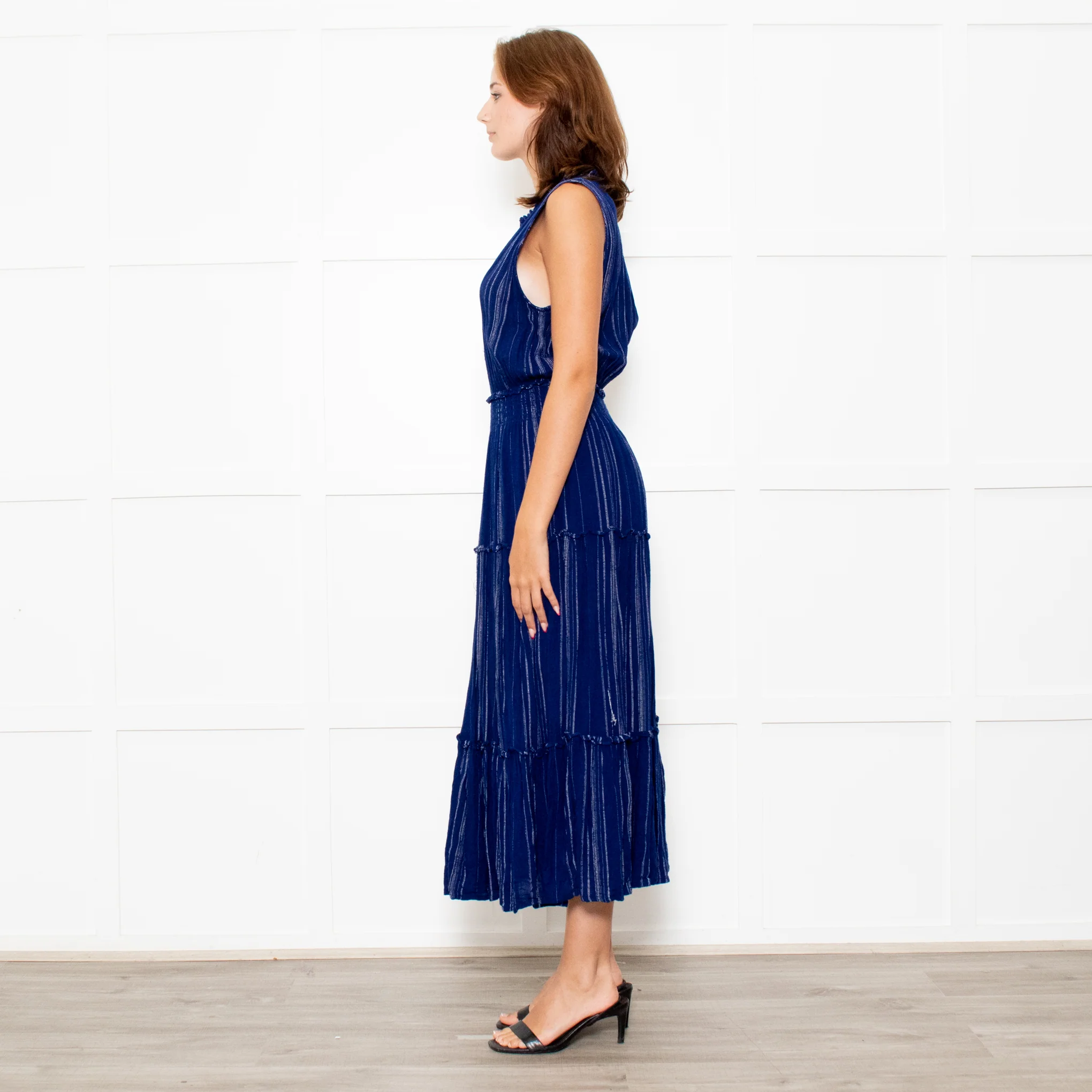 Rails Navy Blue Shirred Waist Sleeveless Midi Dress - Image 7