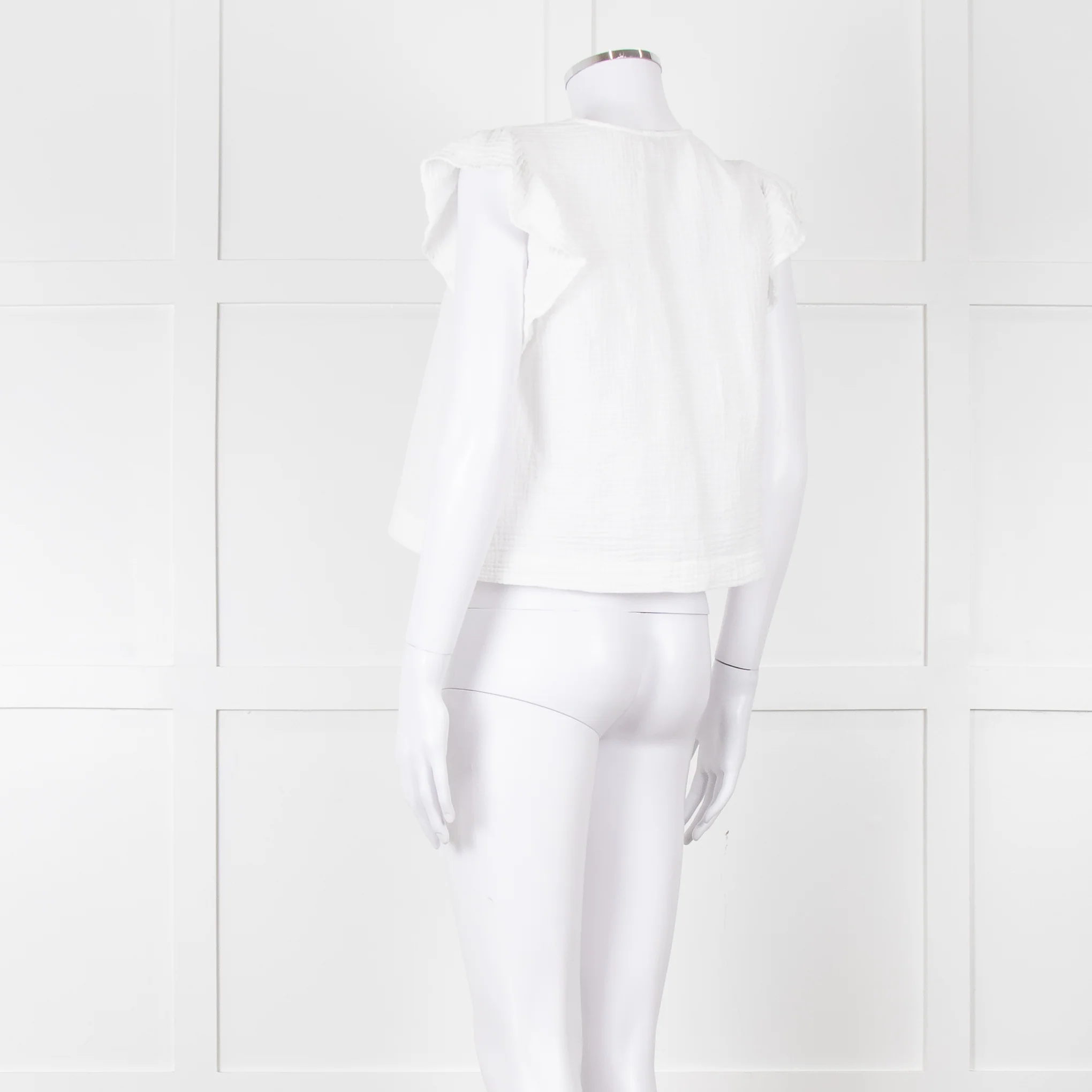 Rails White Check Cloth Short Top with Ruffled Shoulders - Image 4