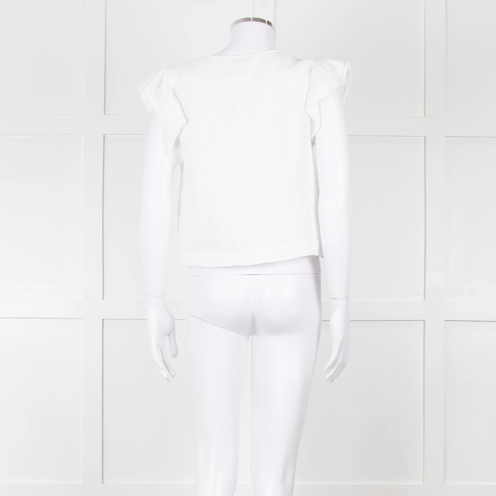 Rails White Check Cloth Short Top with Ruffled Shoulders - Image 5