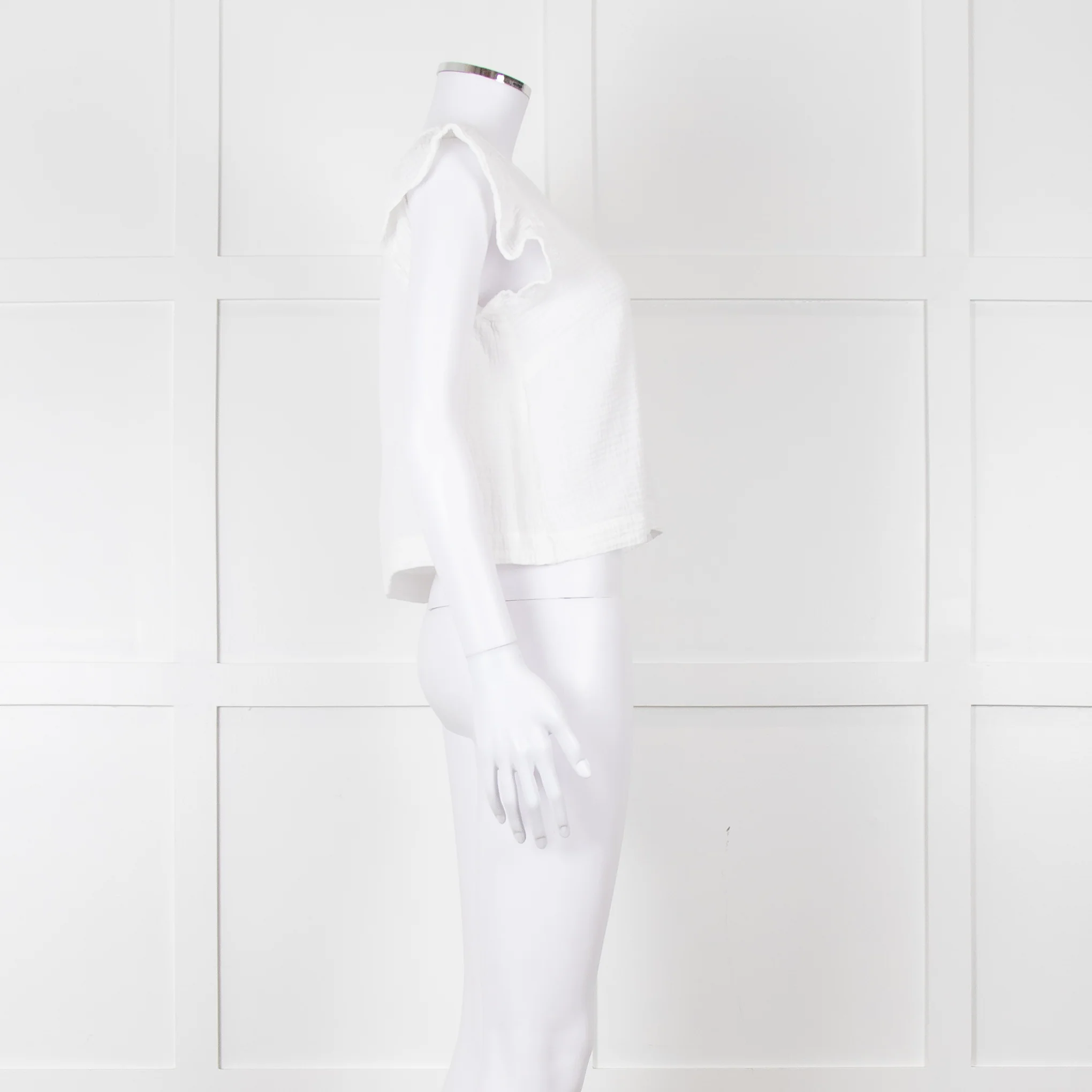 Rails White Check Cloth Short Top with Ruffled Shoulders - Image 7
