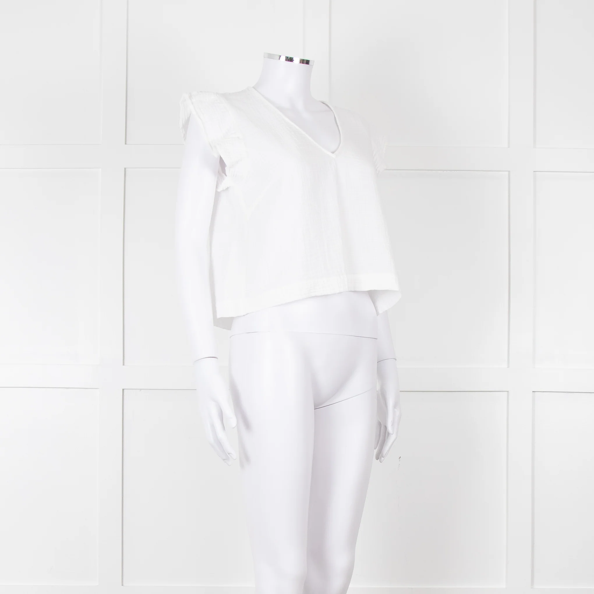 Rails White Check Cloth Short Top with Ruffled Shoulders - Image 8