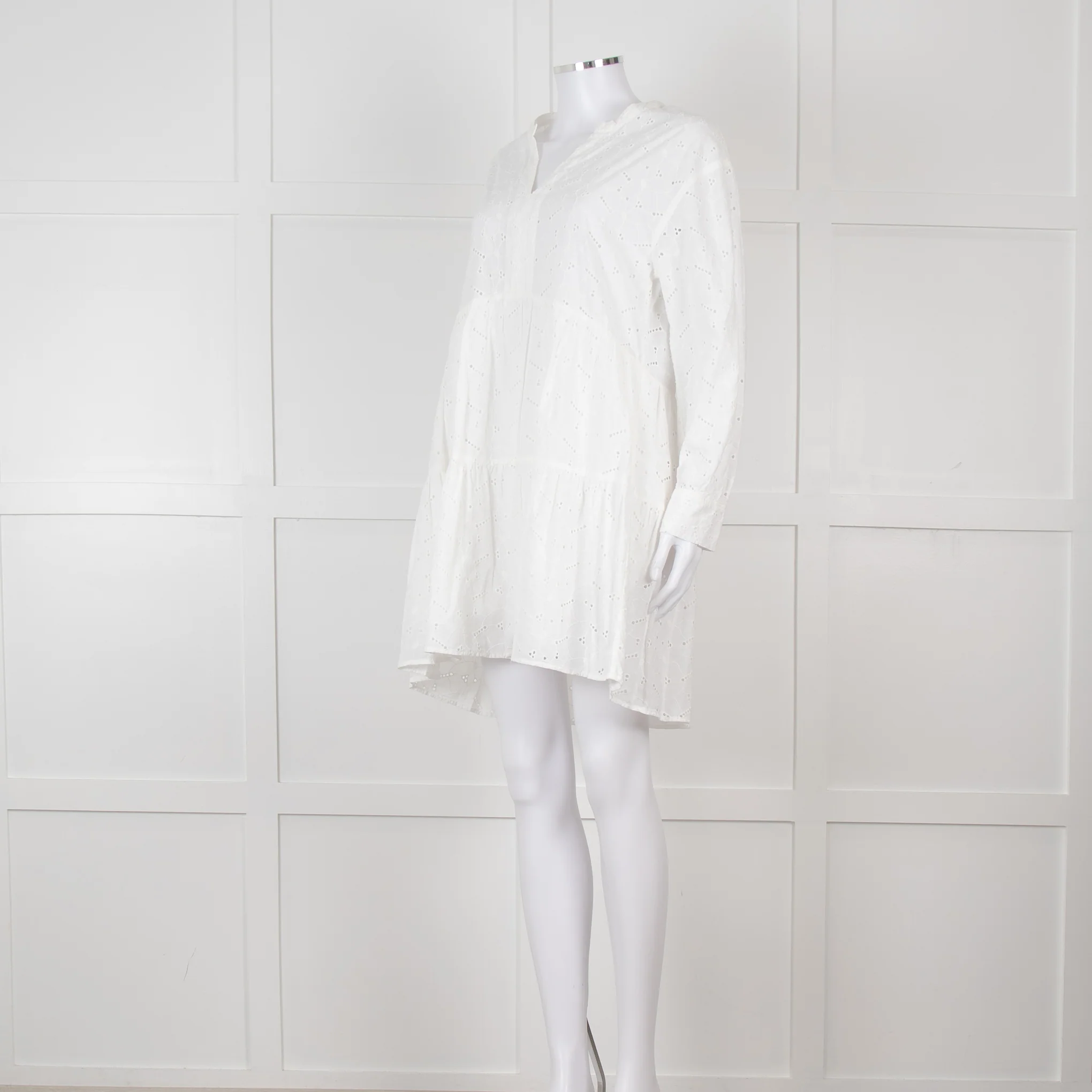 Rails White Cotton Broderie Tiered Mini Dress - Image 2