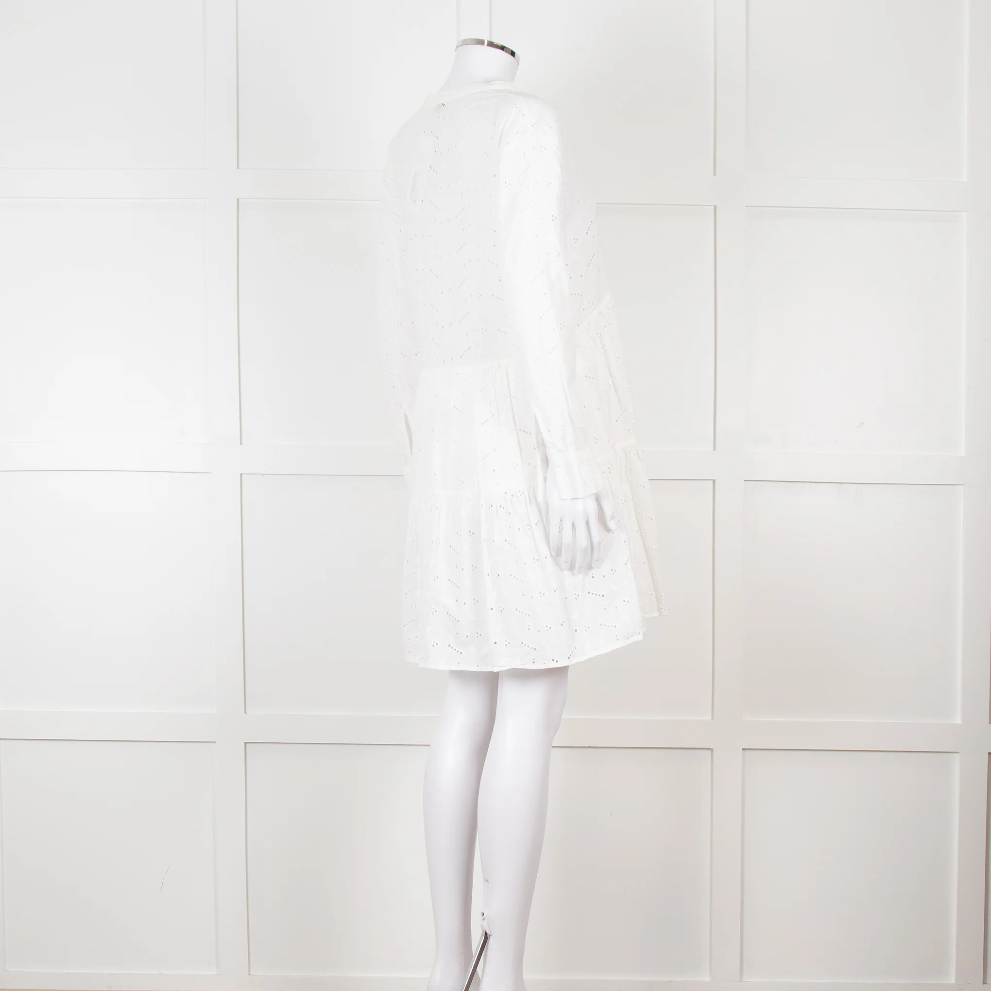 Rails White Cotton Broderie Tiered Mini Dress - Image 6