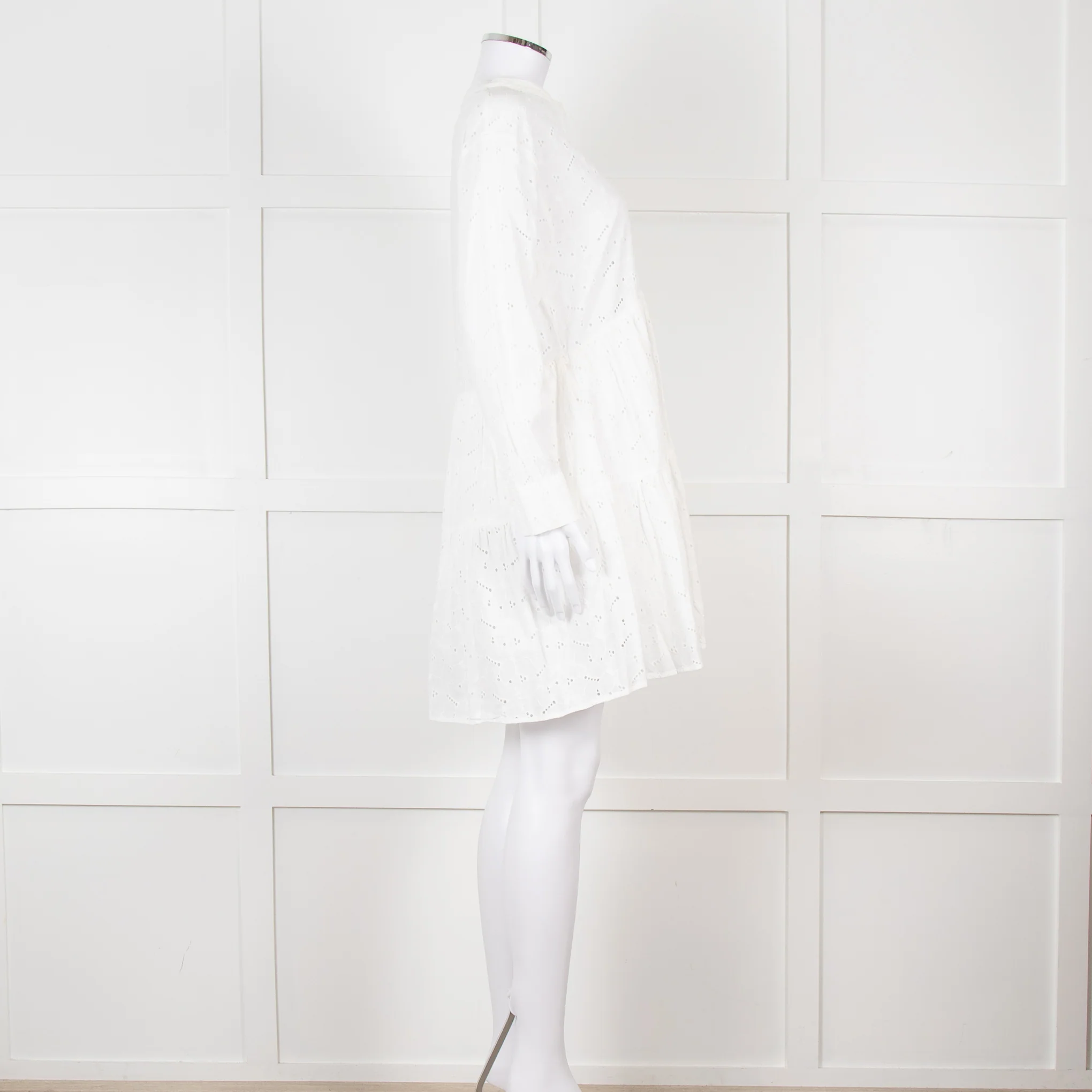 Rails White Cotton Broderie Tiered Mini Dress - Image 7