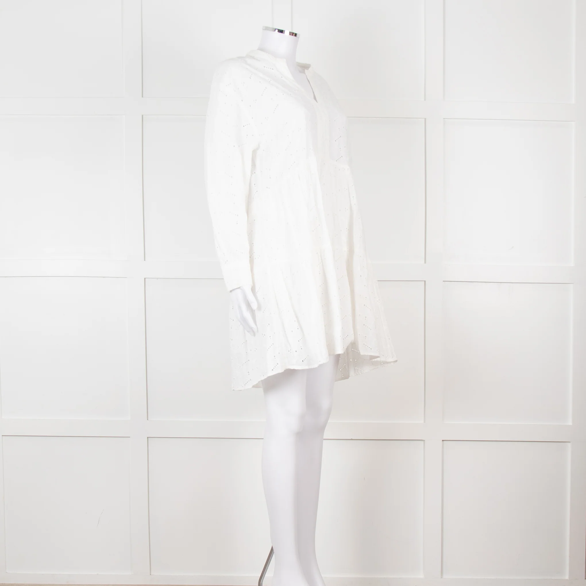 Rails White Cotton Broderie Tiered Mini Dress - Image 8