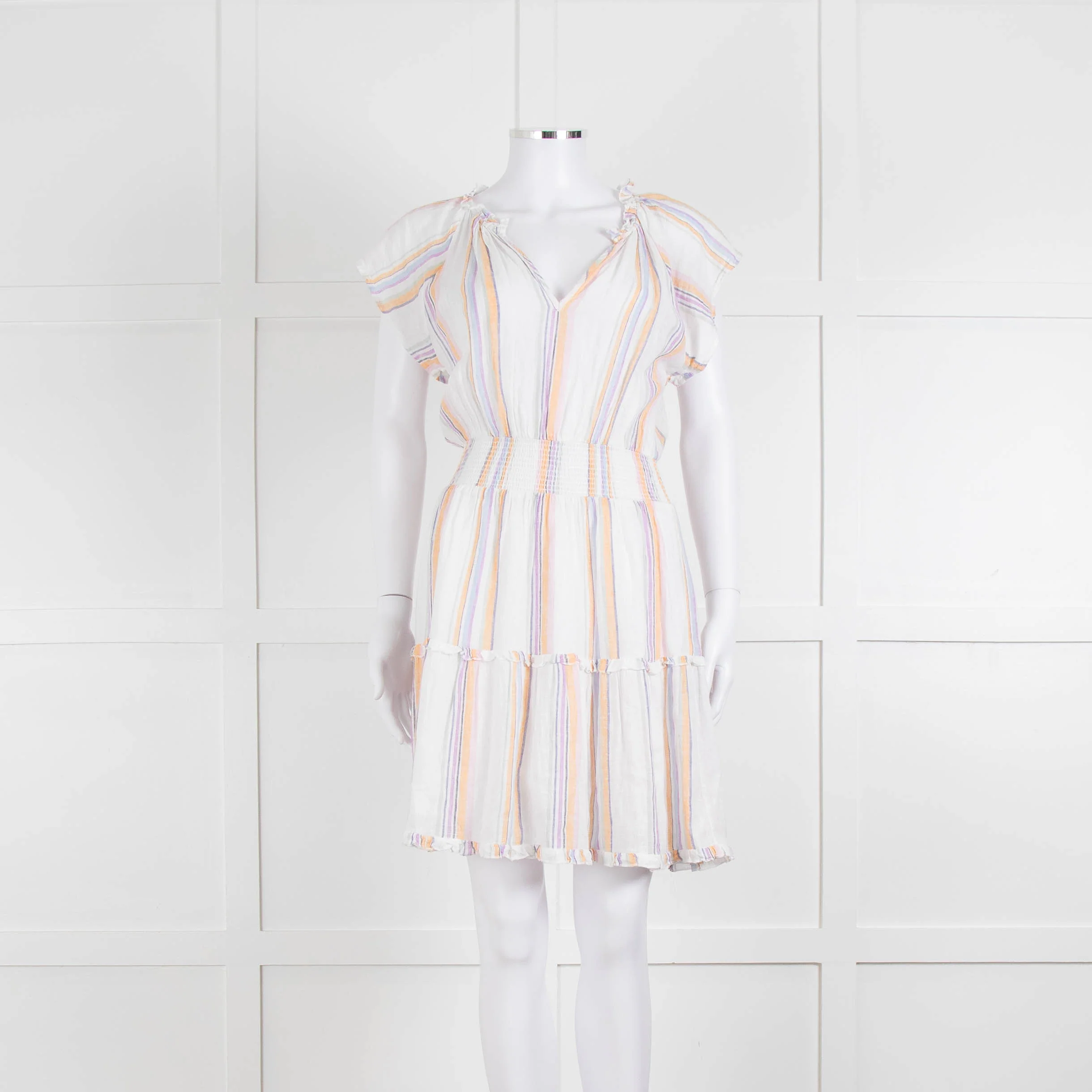 Rails White Orange Purple Striped Cotton Sun Dress