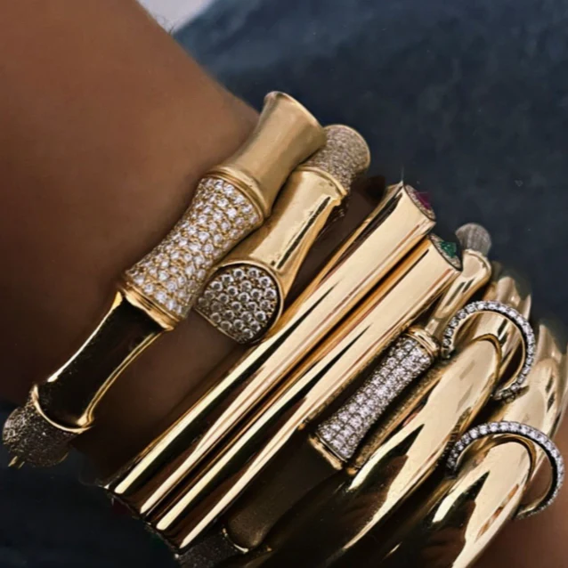 Rainbow K Bamboo XL Bracelet with White Diamonds - Image 11