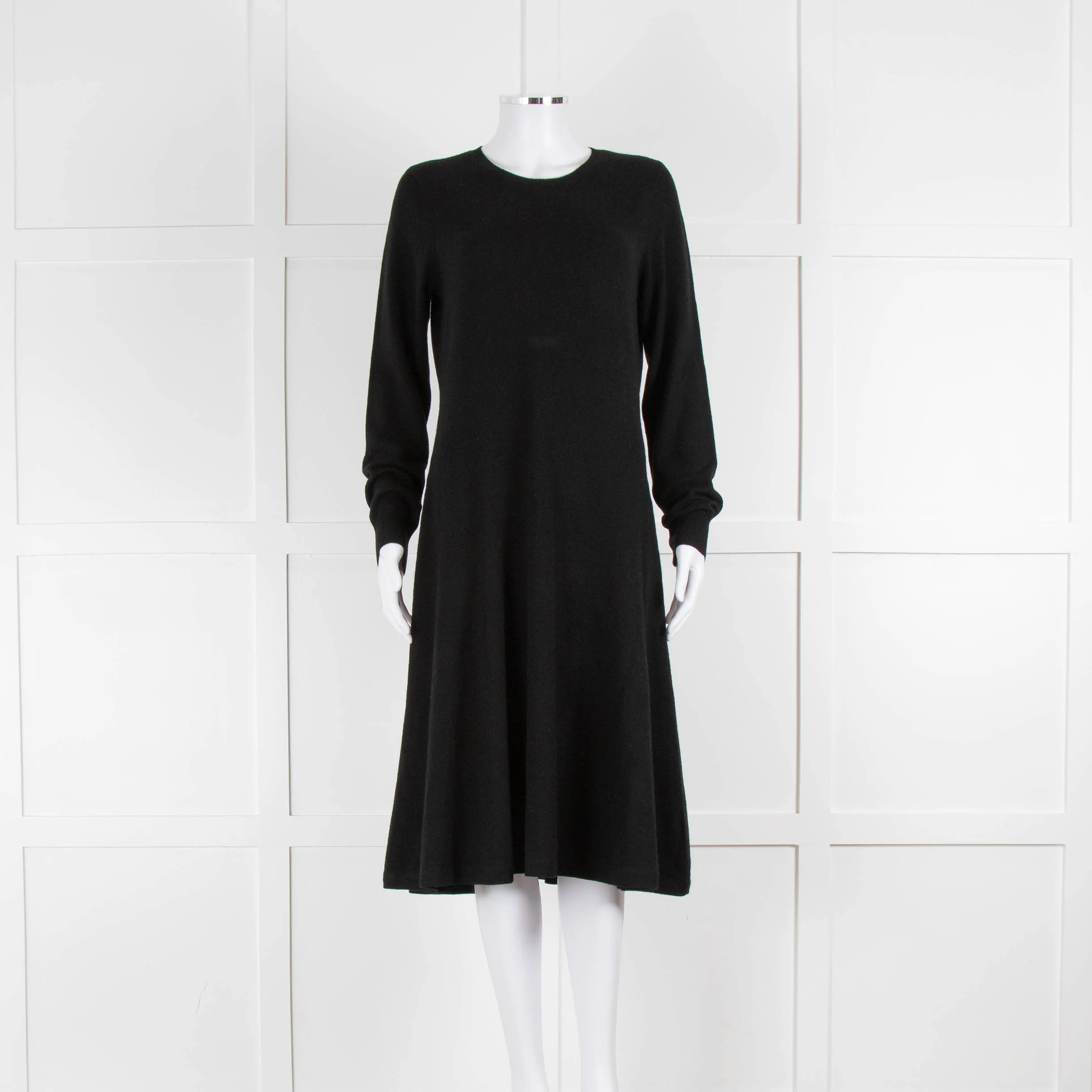 Ralph Lauren Black Soft Knit Fit and Flare Midi Dress