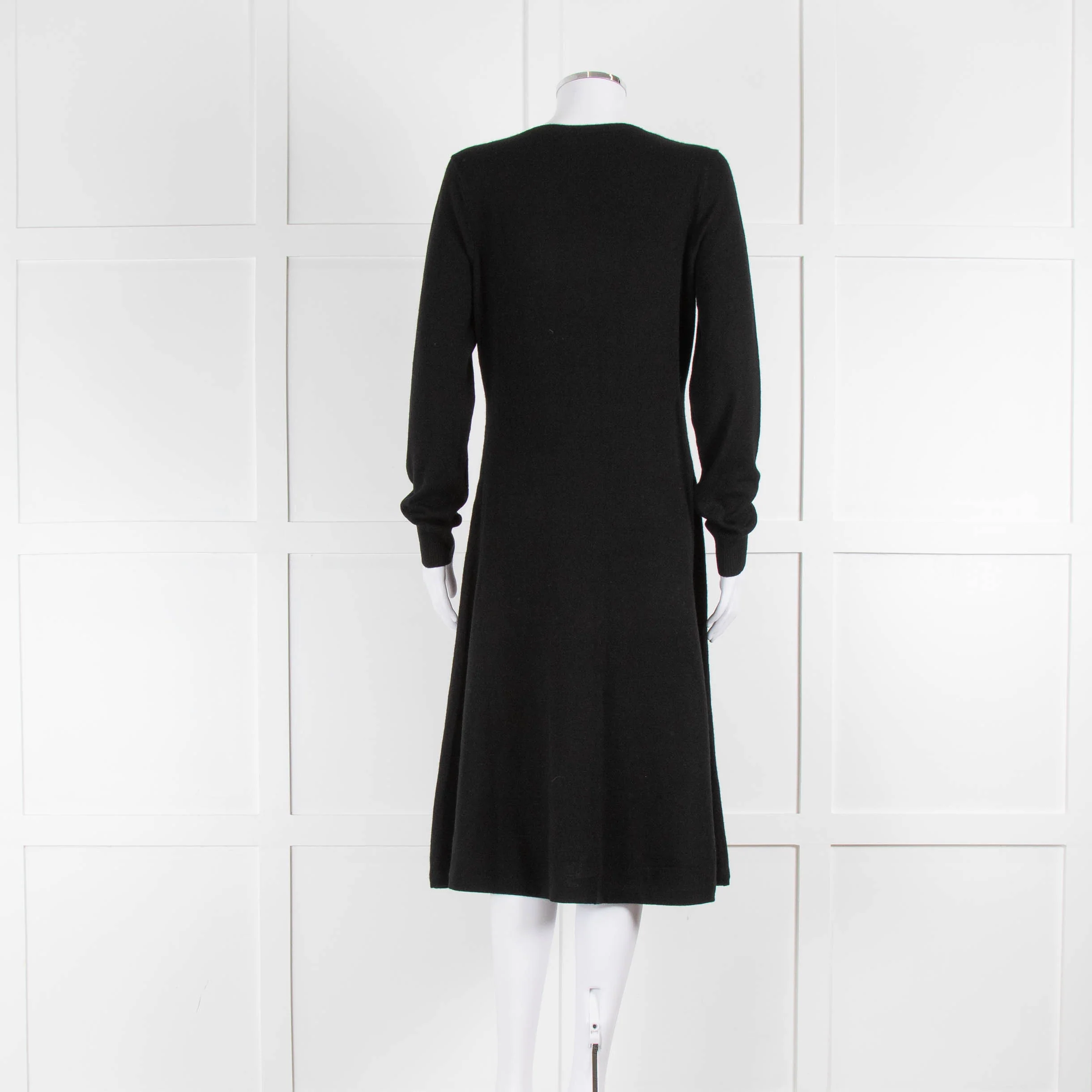 Ralph Lauren Black Soft Knit Fit and Flare Midi Dress - Image 3