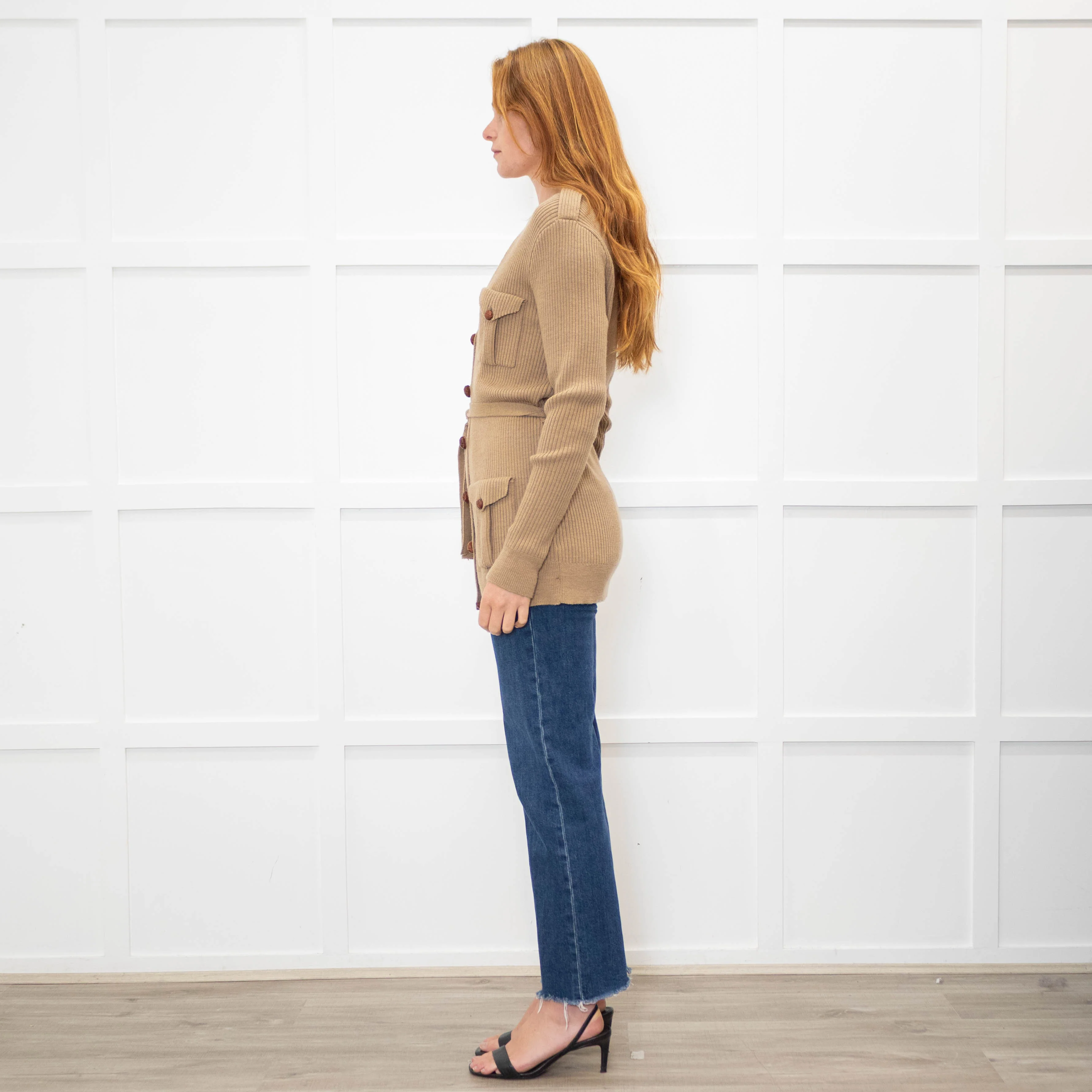 Ralph Lauren Brown Ribbed Cardigan With Belt - Image 4