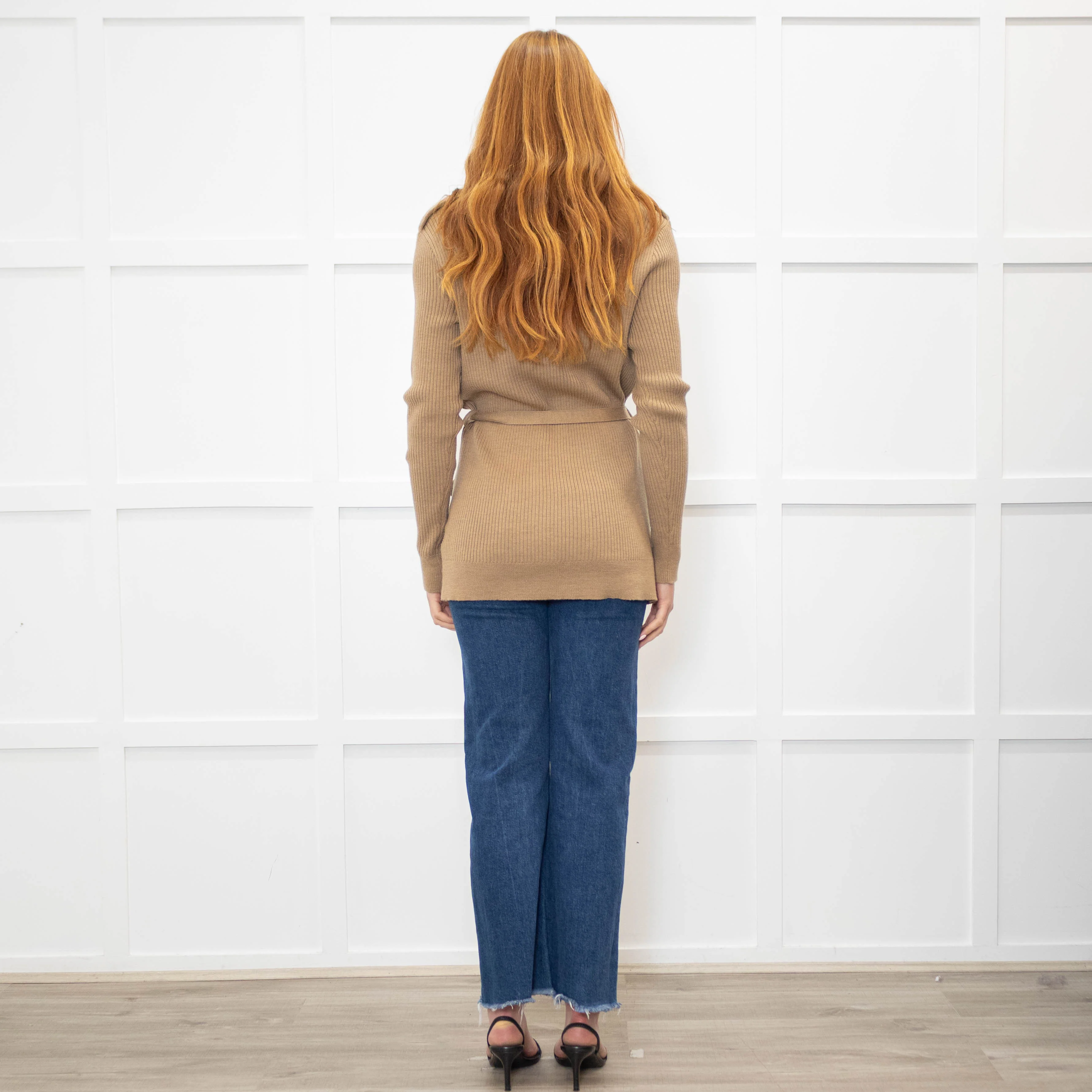 Ralph Lauren Brown Ribbed Cardigan With Belt - Image 5