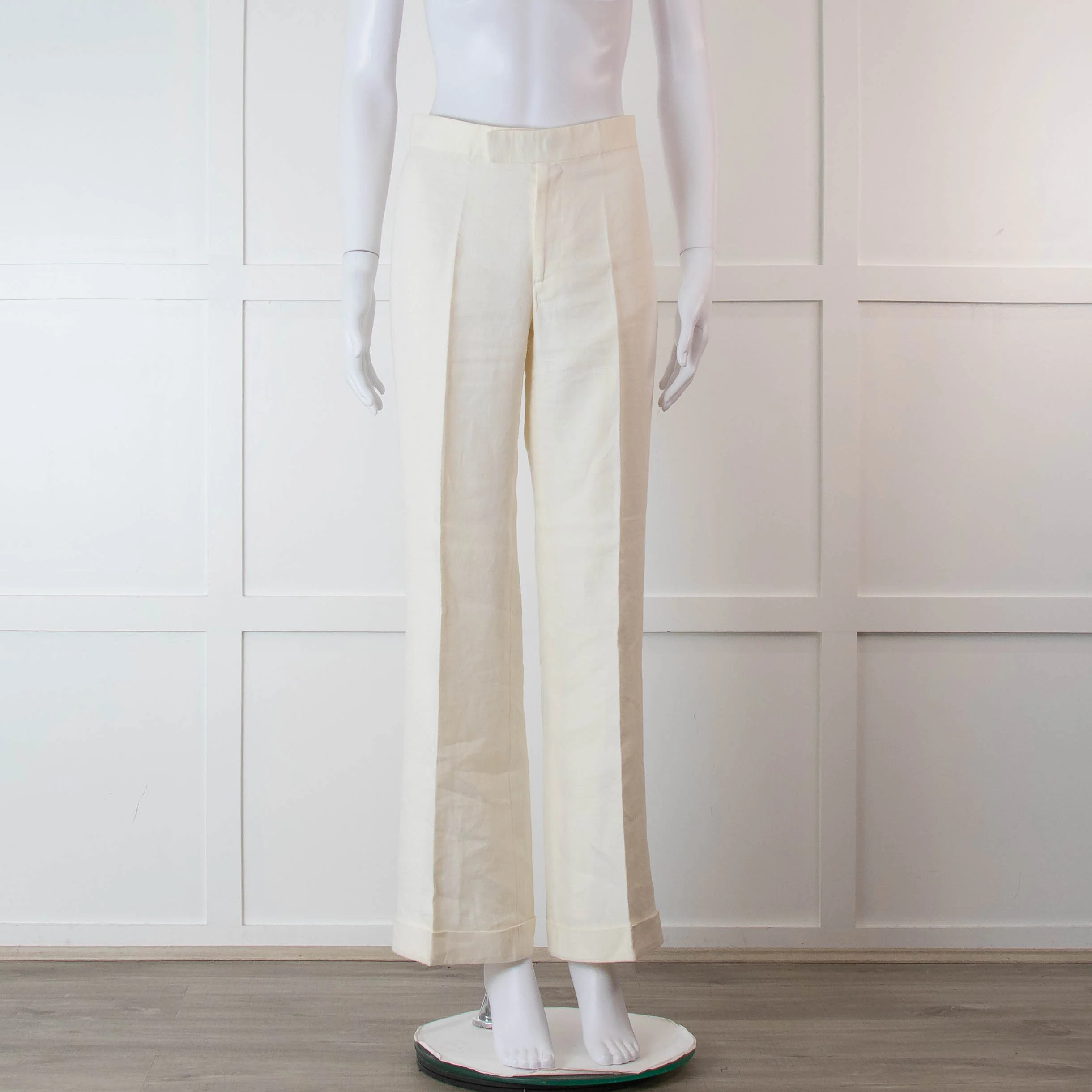 Ralph Lauren Collection Purple Label Cream Linen Trousers