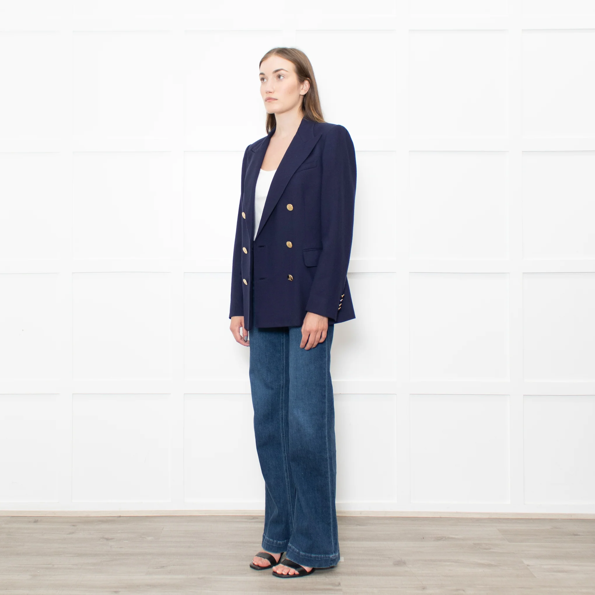 Ralph Lauren Navy Cashmere Gold Button Blazer Jacket - Image 2
