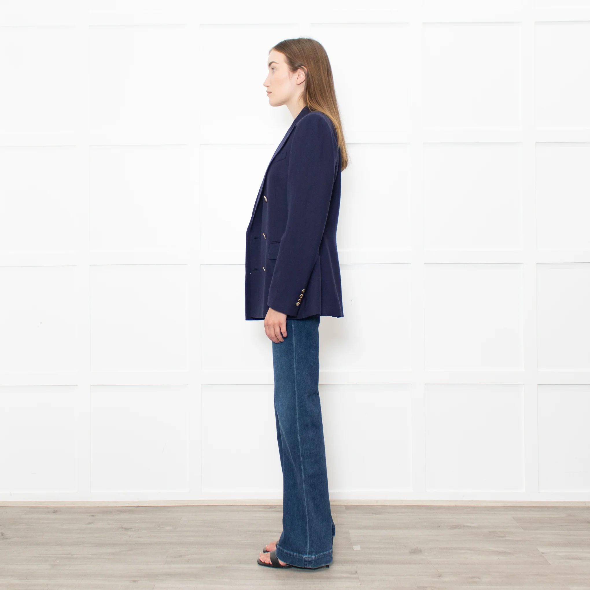 Ralph Lauren Navy Cashmere Gold Button Blazer Jacket - Image 3
