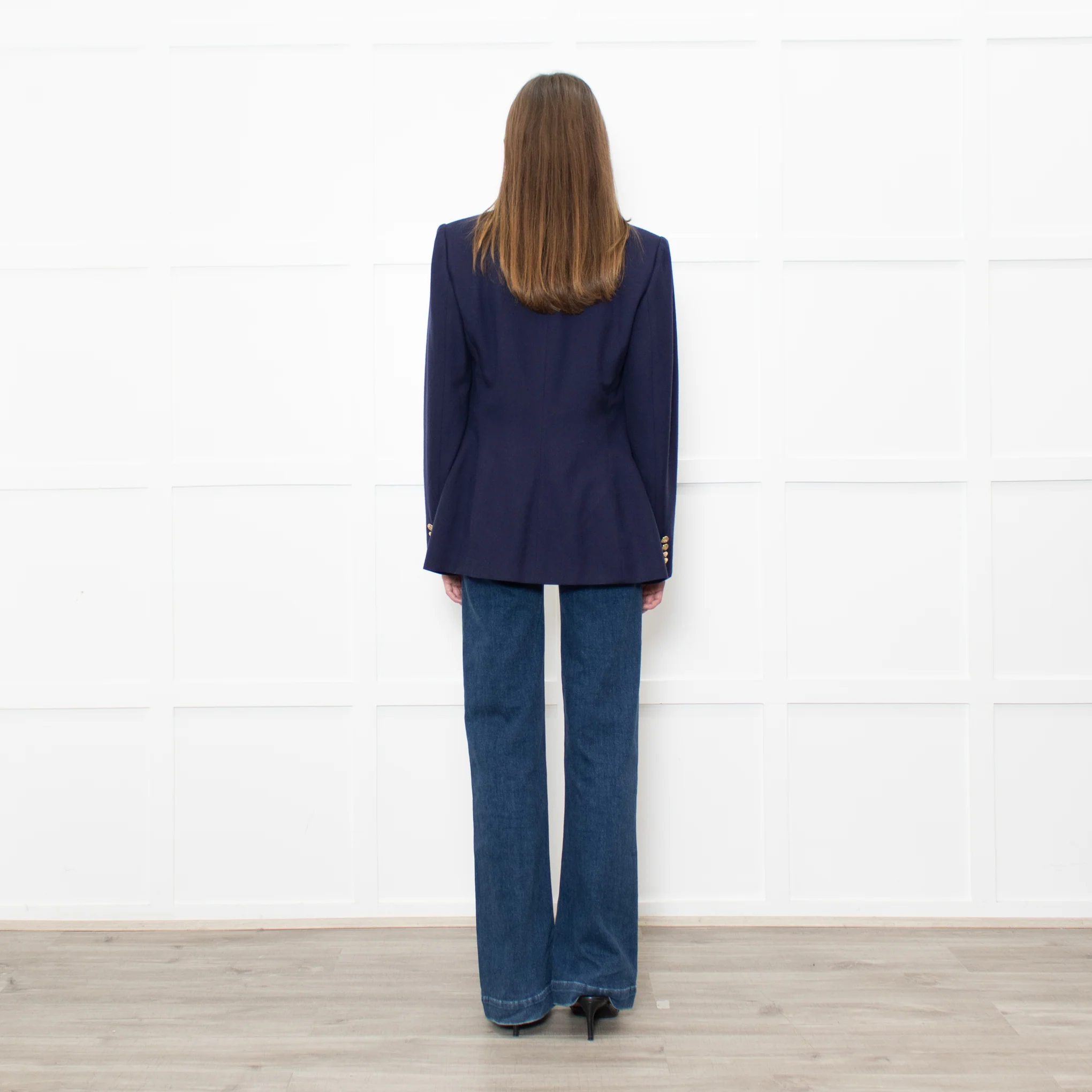 Ralph Lauren Navy Cashmere Gold Button Blazer Jacket - Image 4