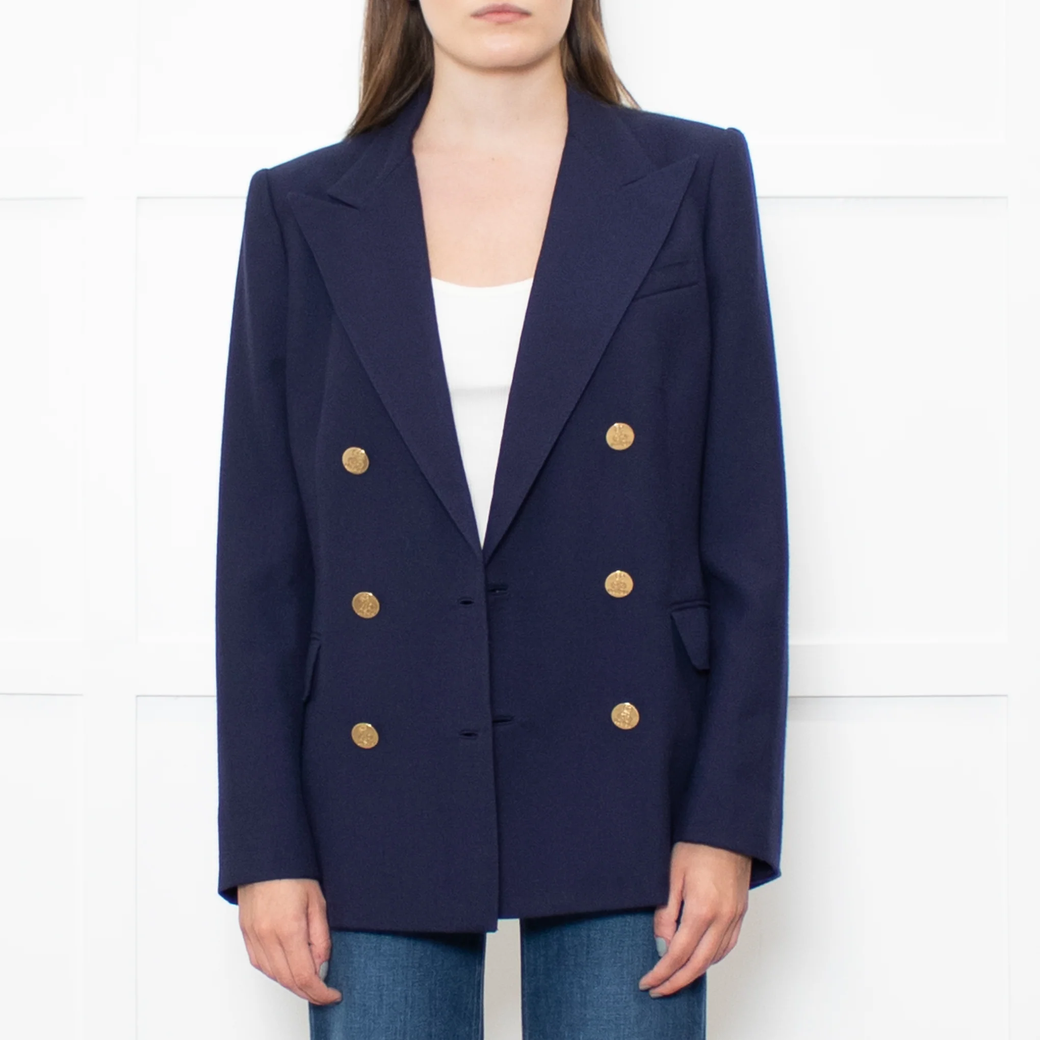Ralph Lauren Navy Cashmere Gold Button Blazer Jacket - Image 7