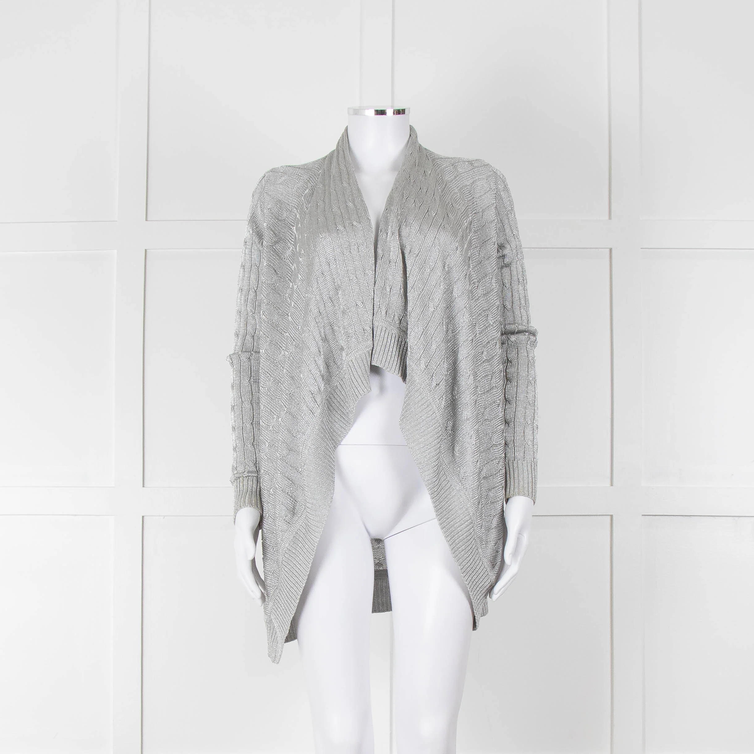 Ralph Lauren Silver Cable Lurex Cardigan