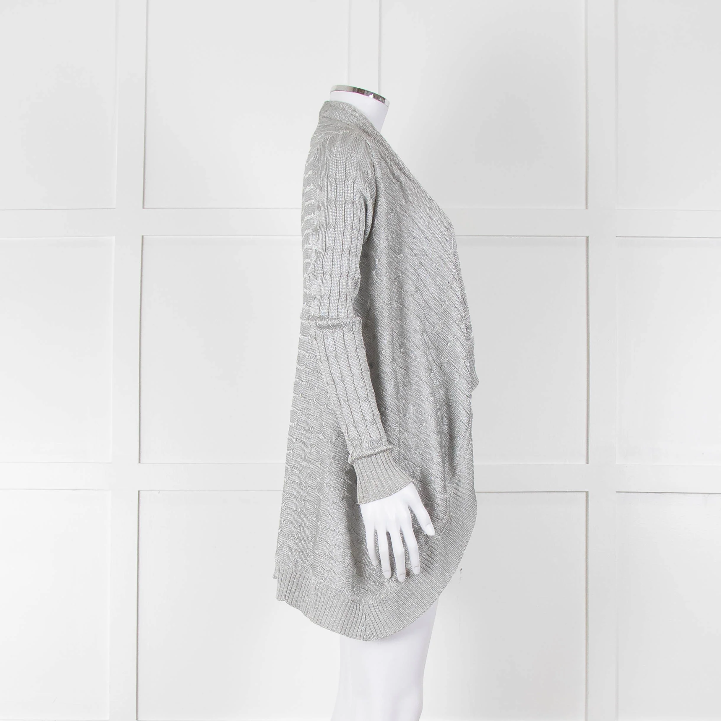 Ralph Lauren Silver Cable Lurex Cardigan - Image 3