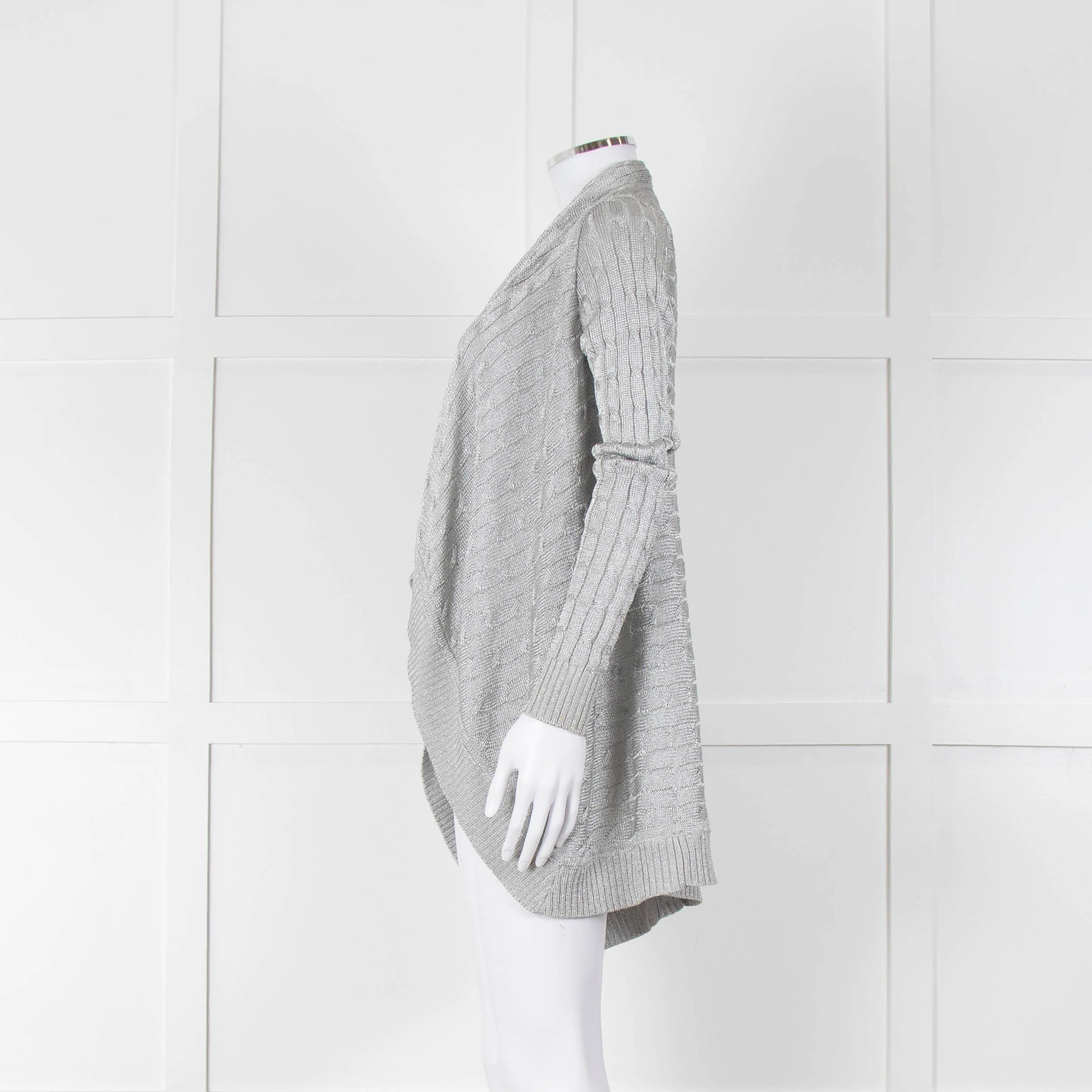 Ralph Lauren Silver Cable Lurex Cardigan - Image 7