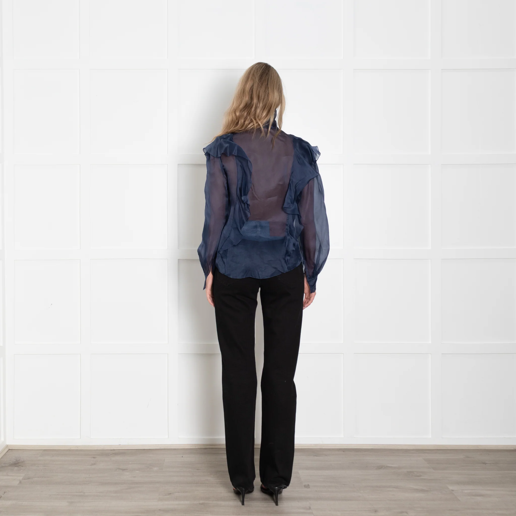 Ralph & Russo Blue Organza Ruffle Blouse - Image 5