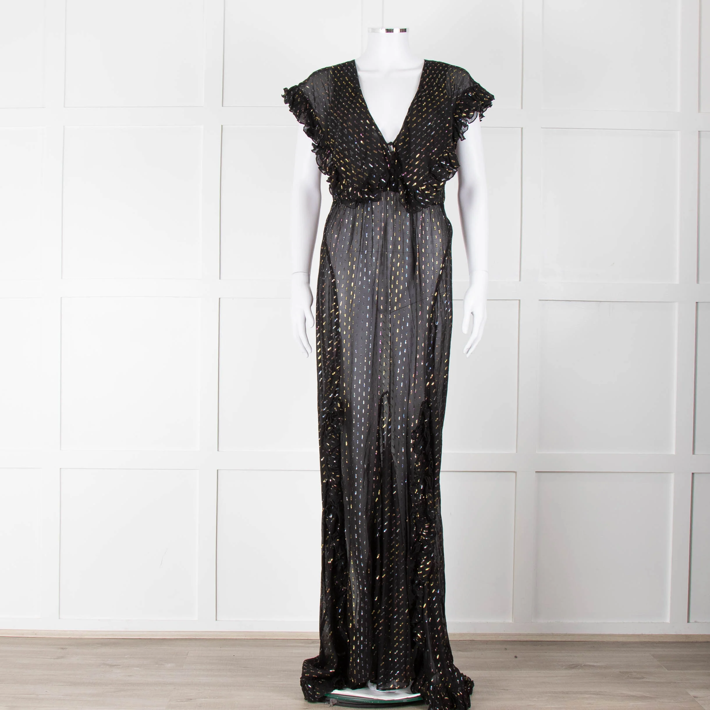 Rat & Boa Black Gold Fleck Sheer Maxi Dress