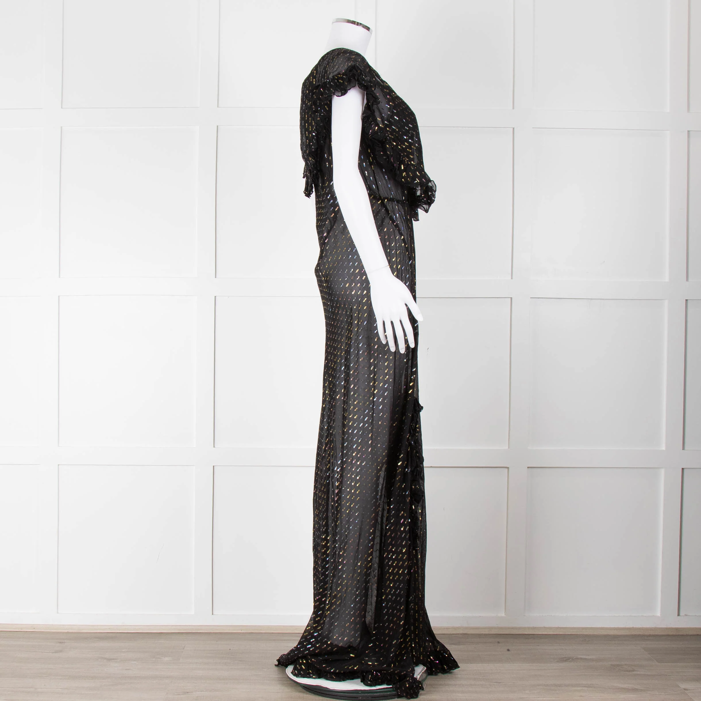 Rat & Boa Black Gold Fleck Sheer Maxi Dress - Image 3