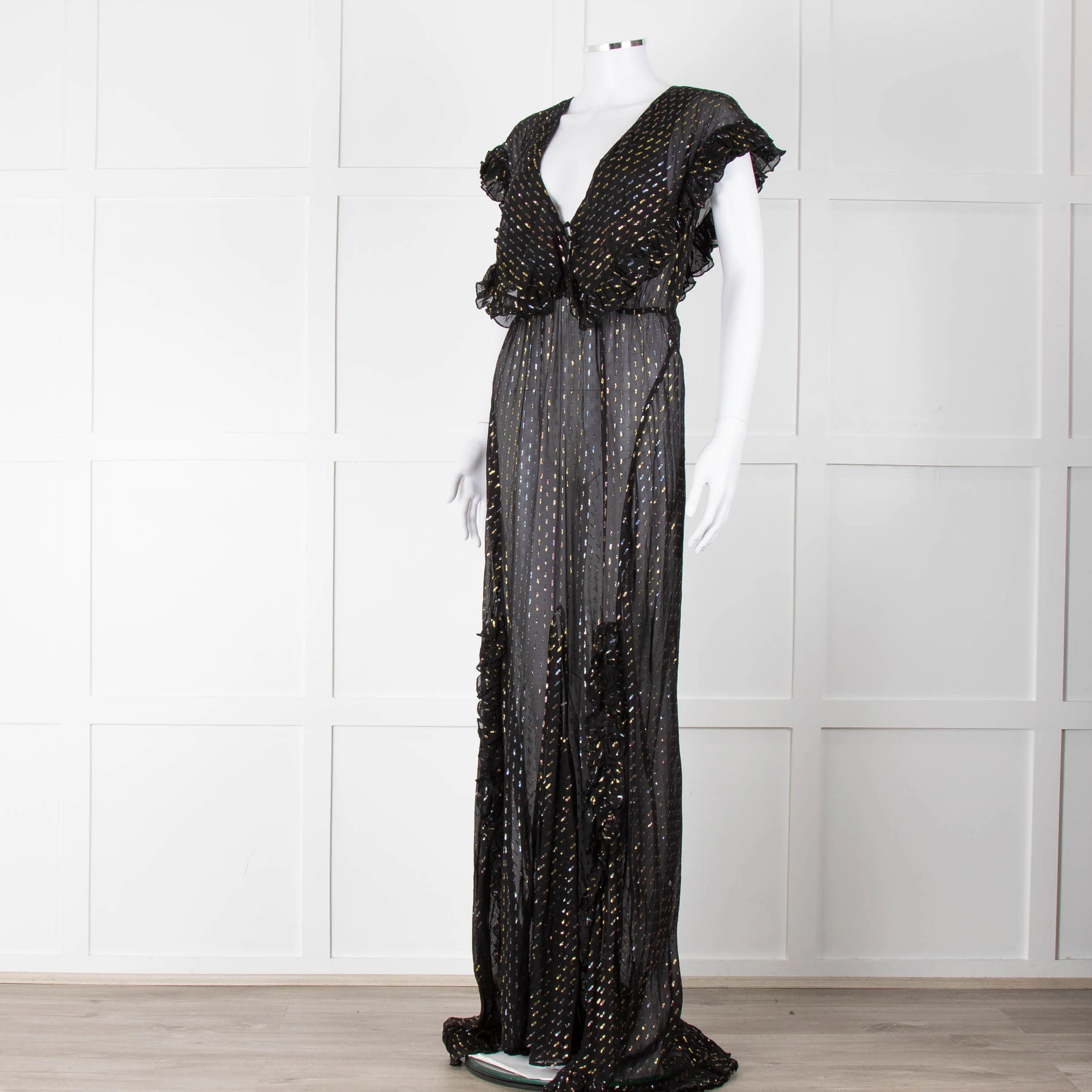 Rat & Boa Black Gold Fleck Sheer Maxi Dress - Image 8