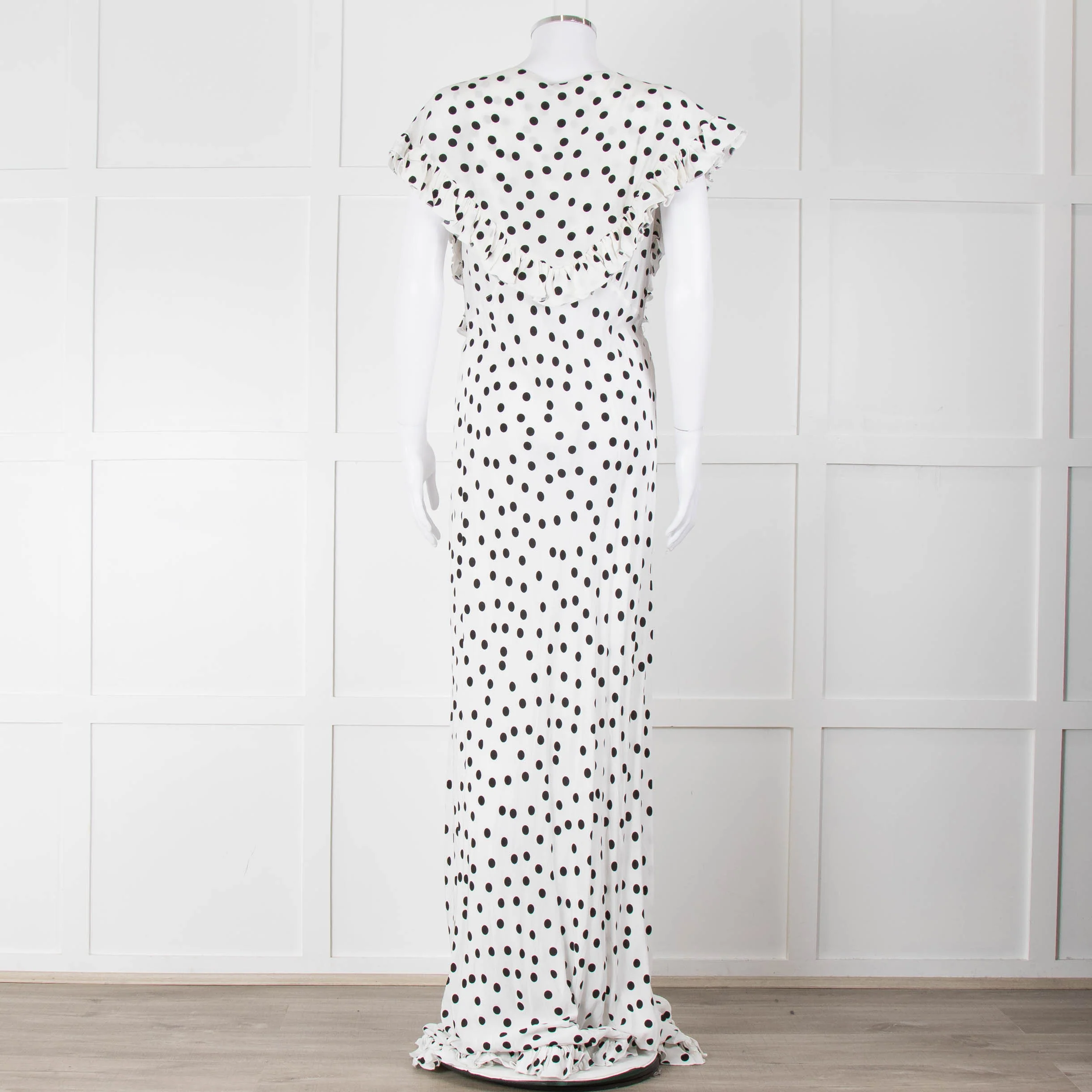 Rat & Boa White Black Polka Dot Large Collar Sleeveless Maxi Dress - Image 5