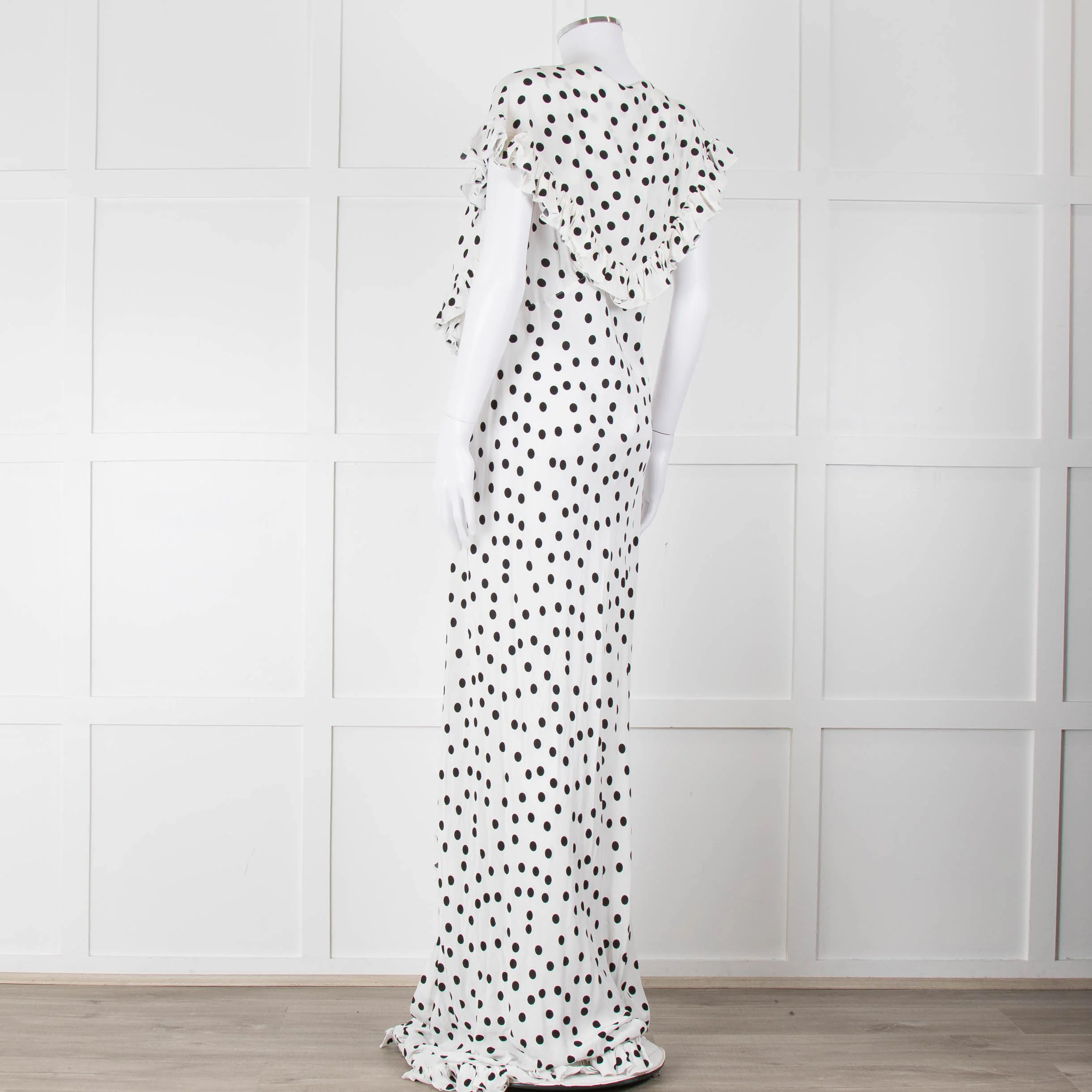 Rat & Boa White Black Polka Dot Large Collar Sleeveless Maxi Dress - Image 6