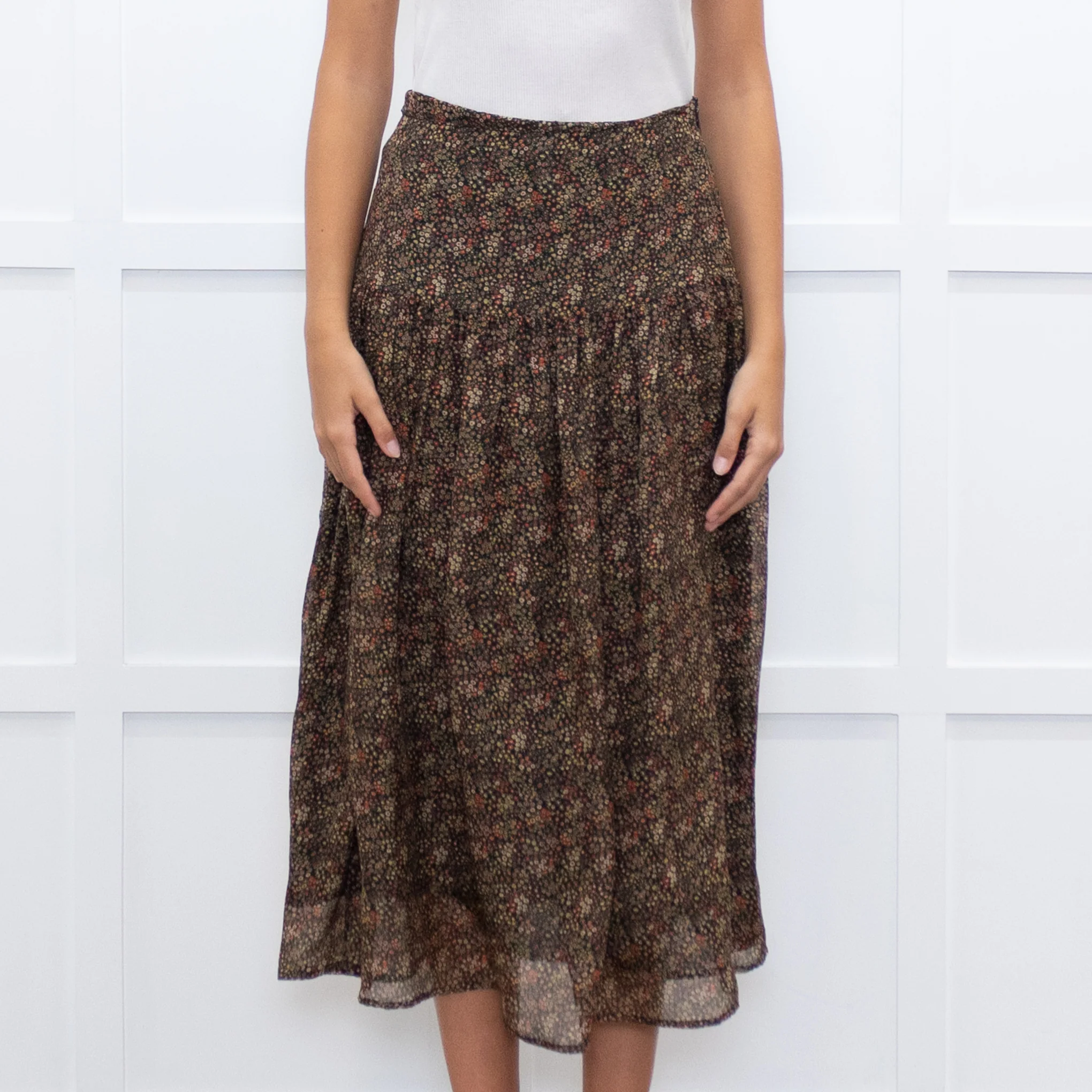 Really Wild Khaki Small Floral Print Skirt - Image 2