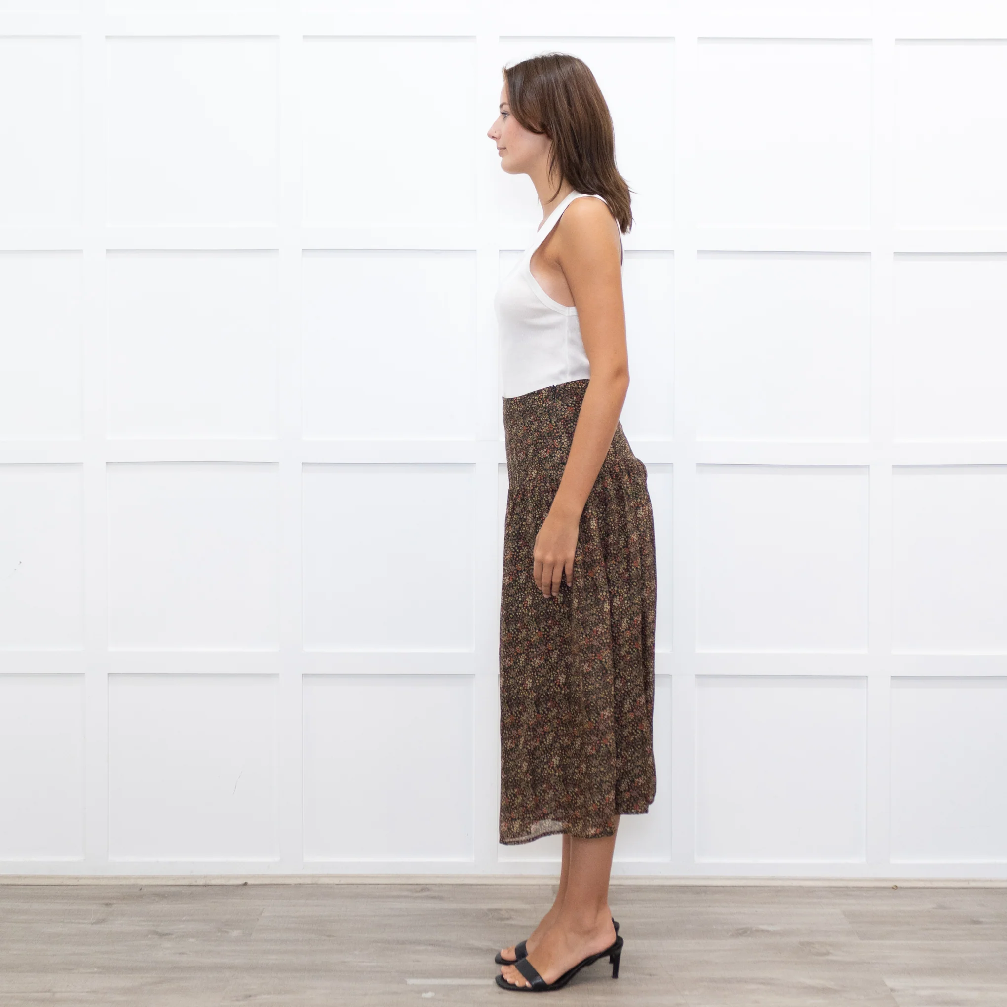 Really Wild Khaki Small Floral Print Skirt - Image 4
