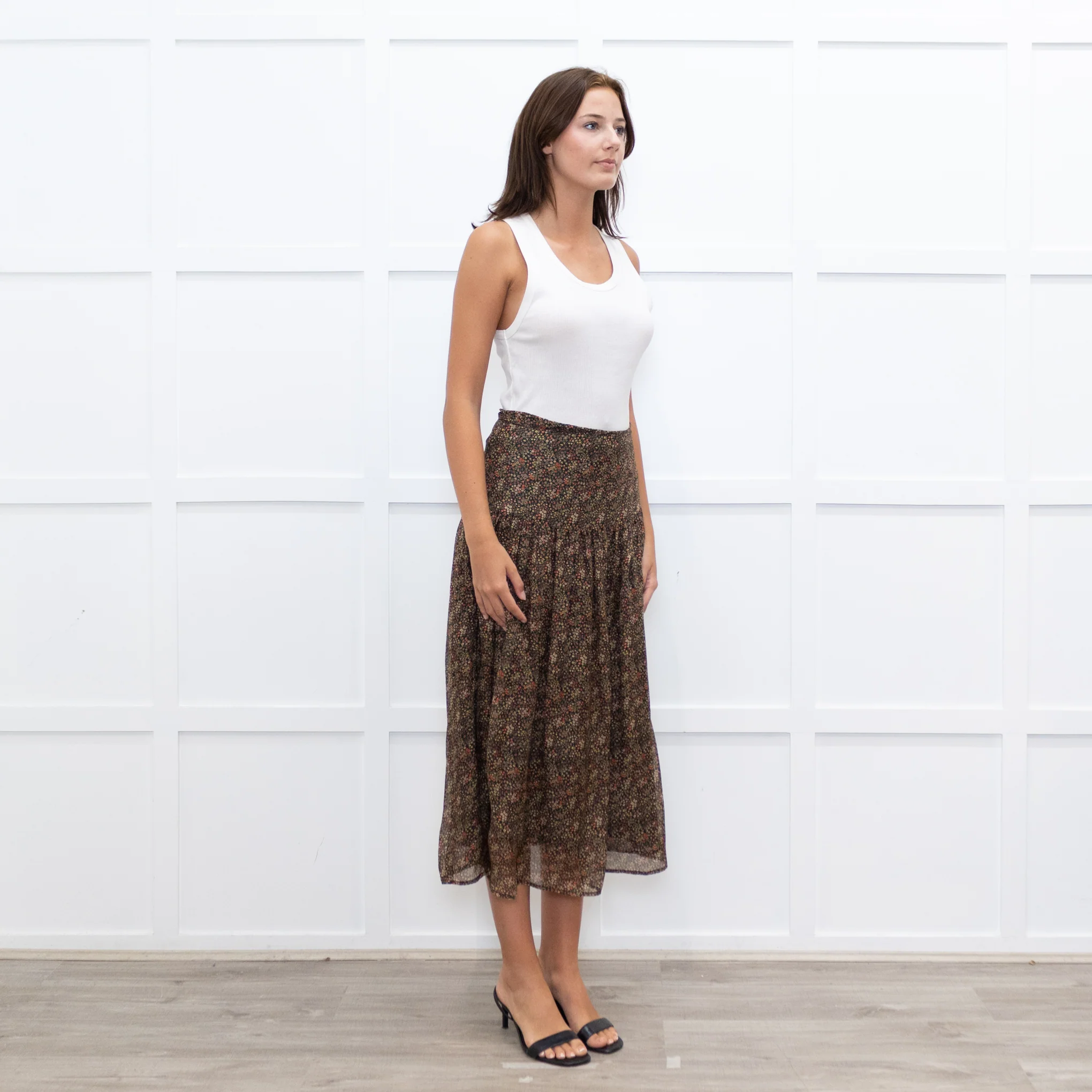 Really Wild Khaki Small Floral Print Skirt - Image 7