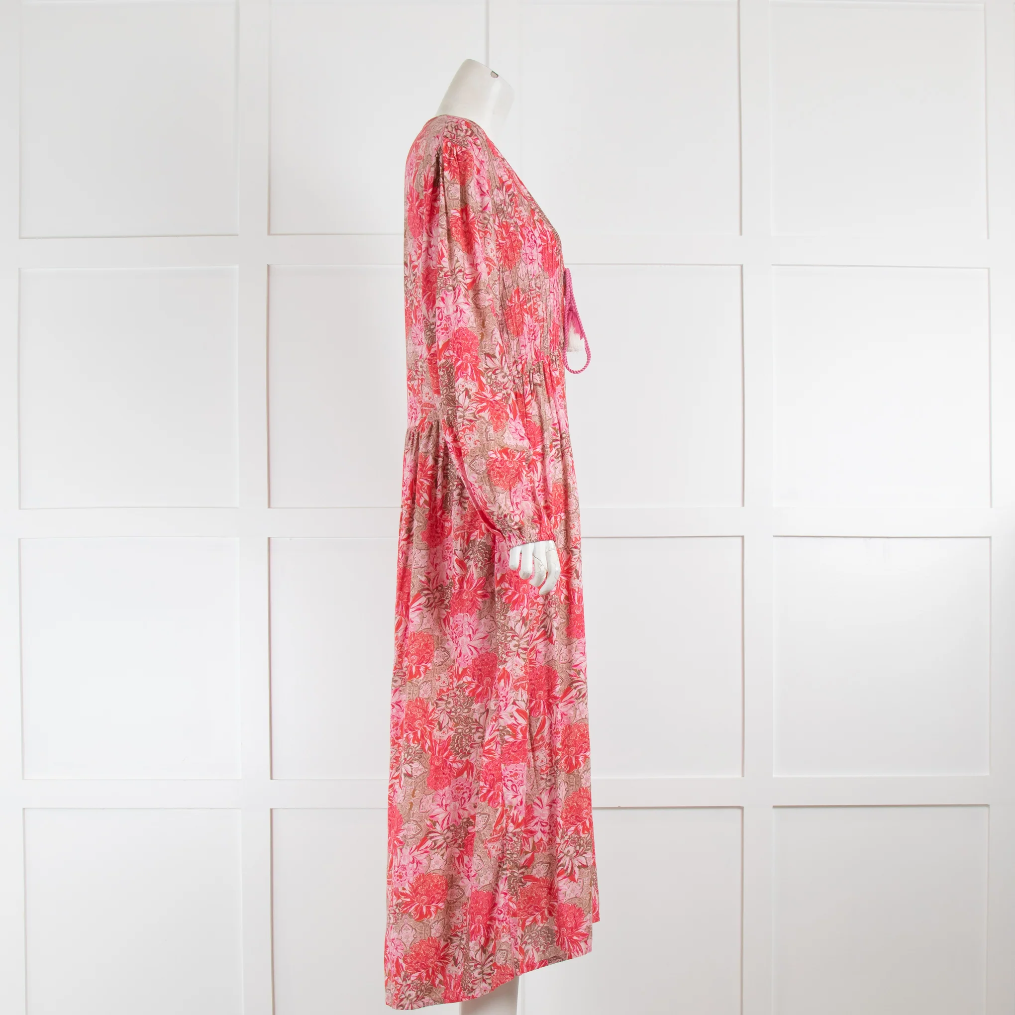 Really Wild Pink Floral Tiered Midi Dress - Image 2