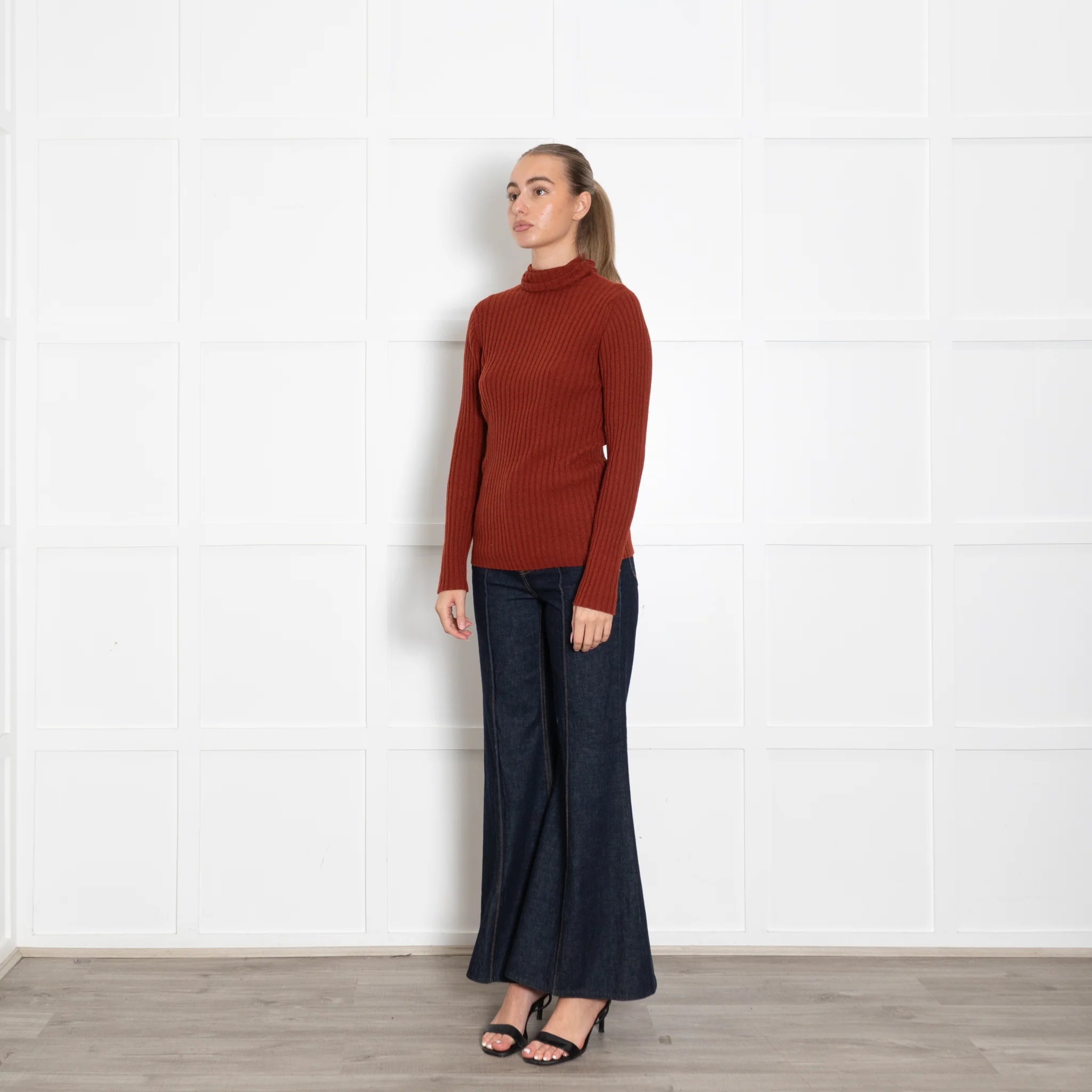 Really Wild Rust Cashmere Roll Neck Jumper - Image 3