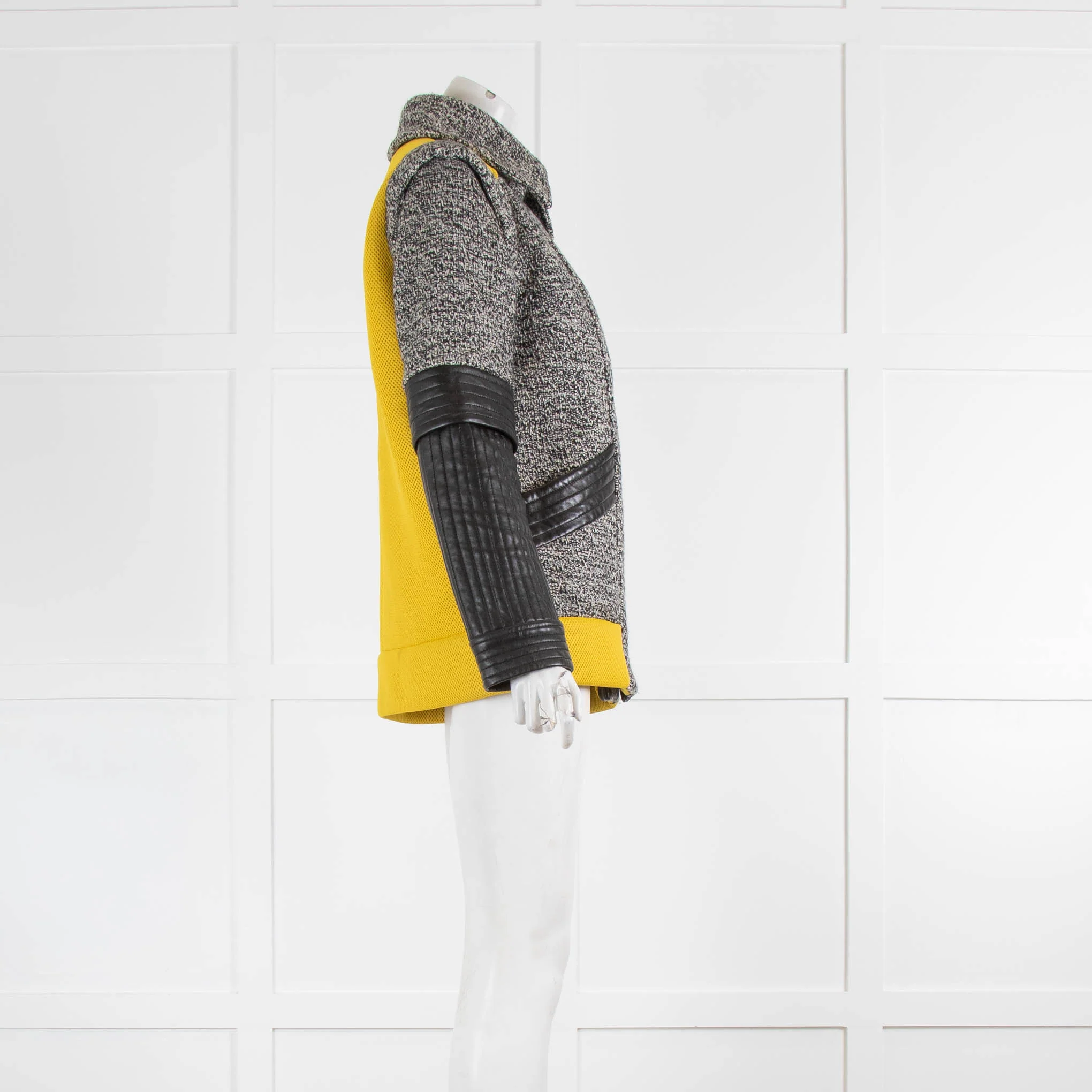Rebecca Minkoff Black Yellow Tweed And Leather Jacket - Image 2