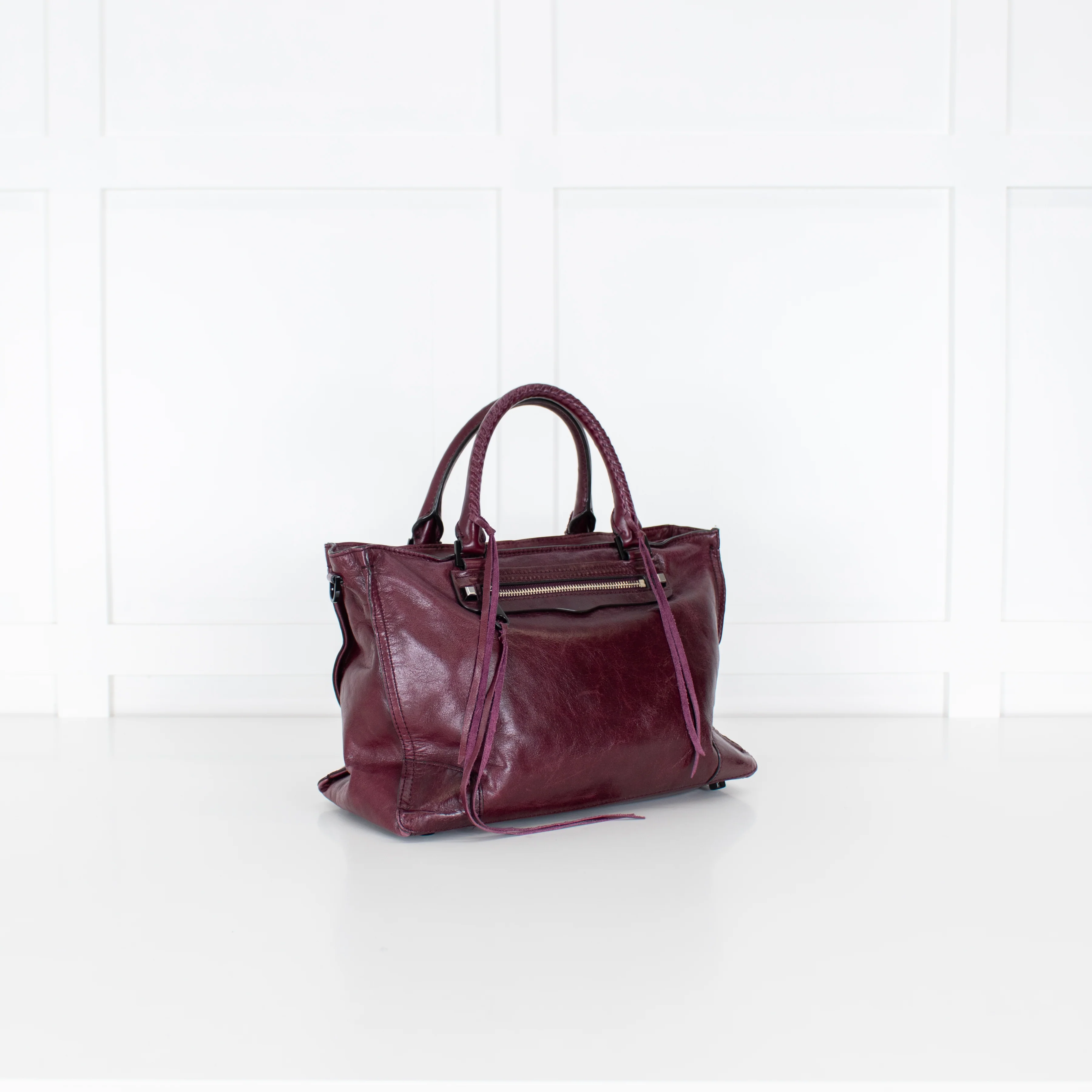 Rebecca Minkoff Plum Leather Regan Satchel Bag - Image 2