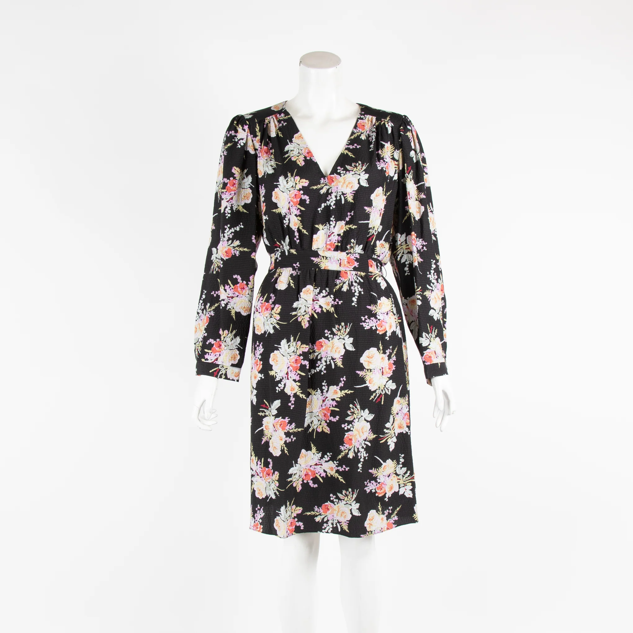 Rebecca Taylor Black Floral Long Sleeve Short Dress